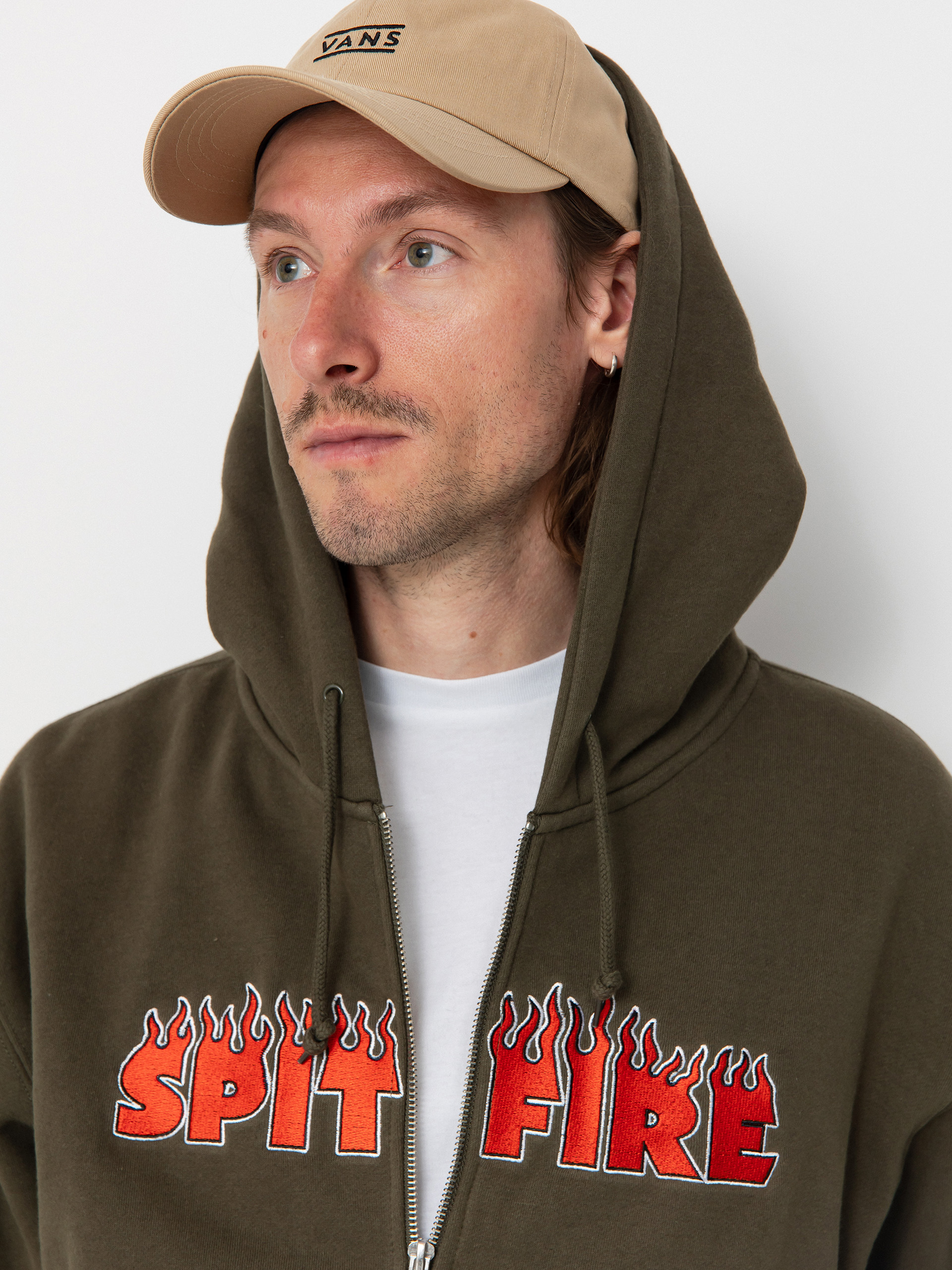 Spitfire Demonseed Script Emb ZHD Kapucnis pulóver (olive)