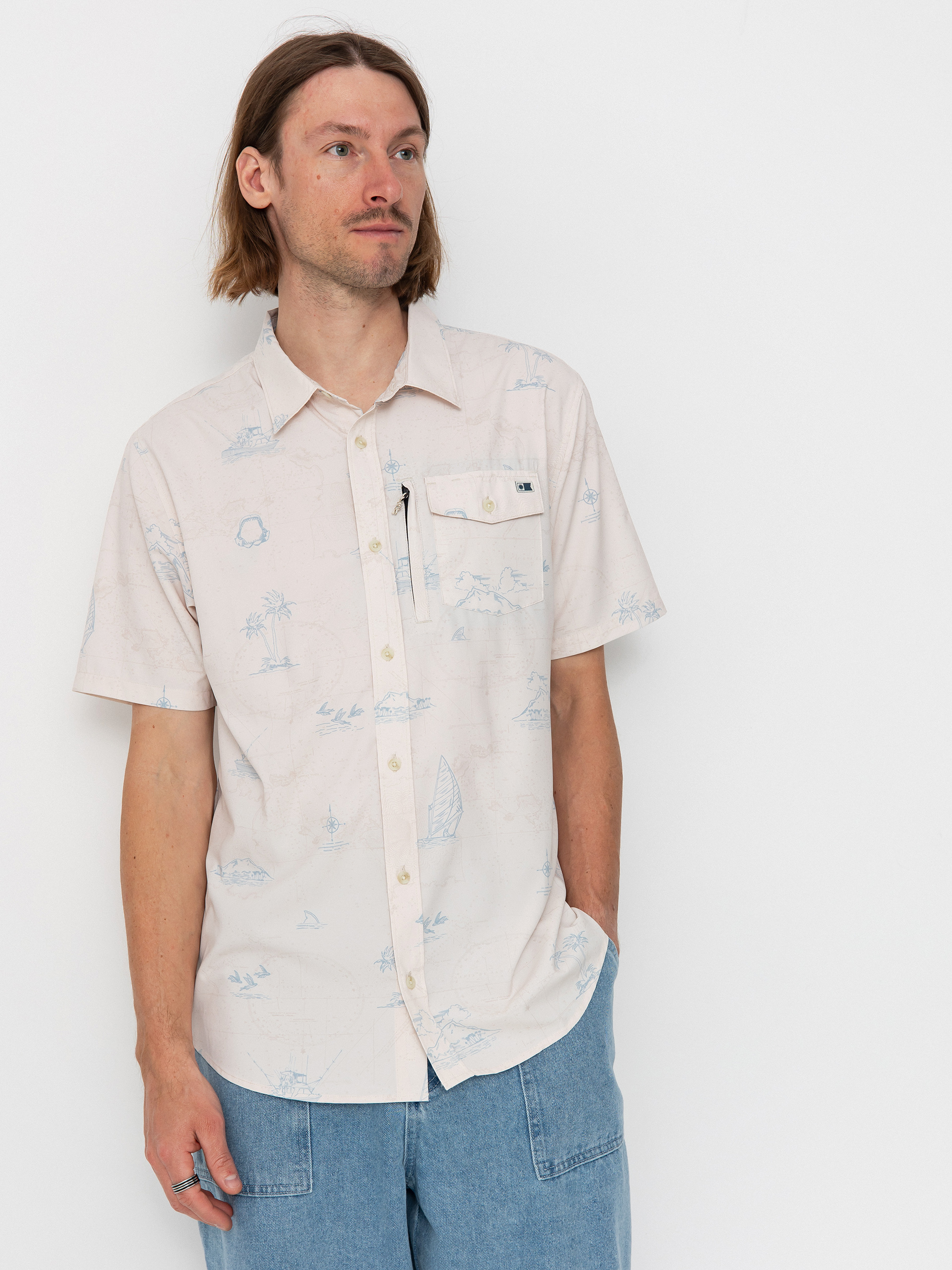 Ing Salty Crew Helmsman Uv Button Up (oyster)