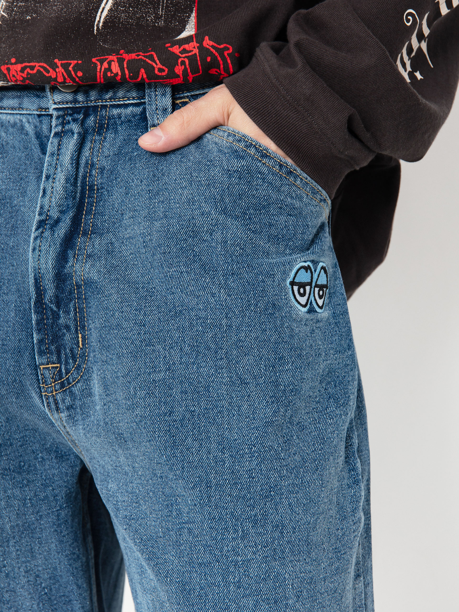 Kisnadrág Krooked Eyes Denim Twill Pant (med stone wash)