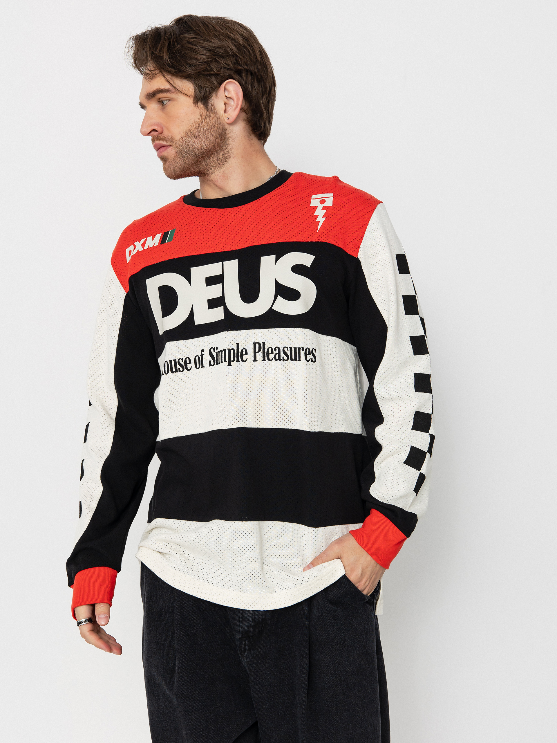 Póló Deus Ex Machina Vilander Moto Jersey (valiant red combo)