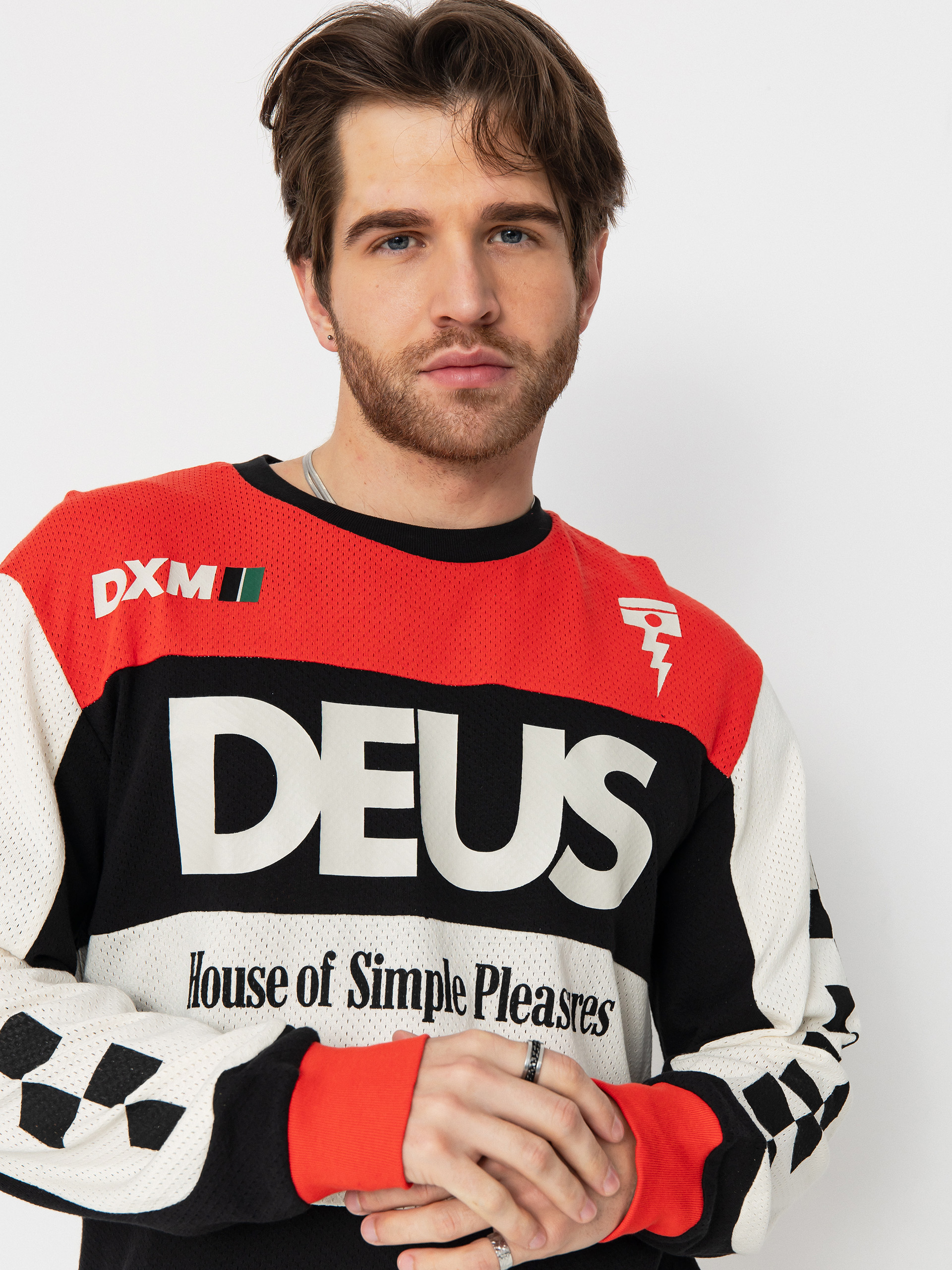 Póló Deus Ex Machina Vilander Moto Jersey (valiant red combo)