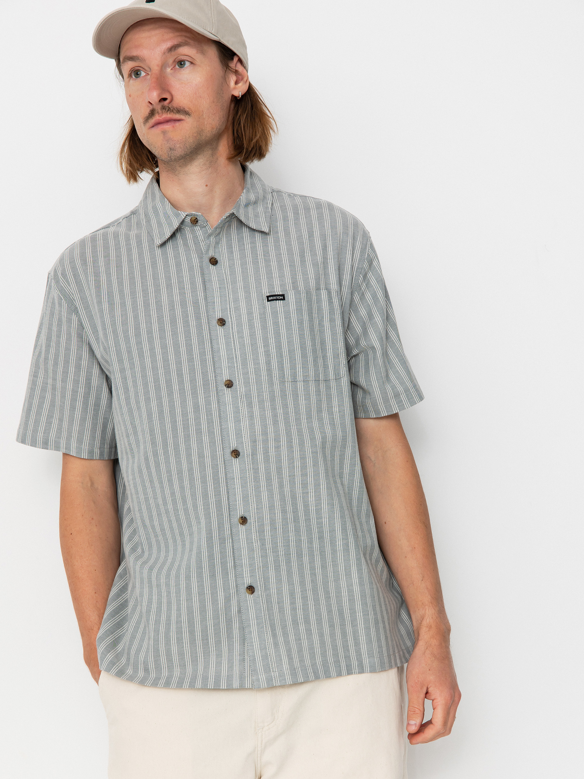 Brixton Cru Oxford Stripe Ing (basalt blue/whitcap stripe)