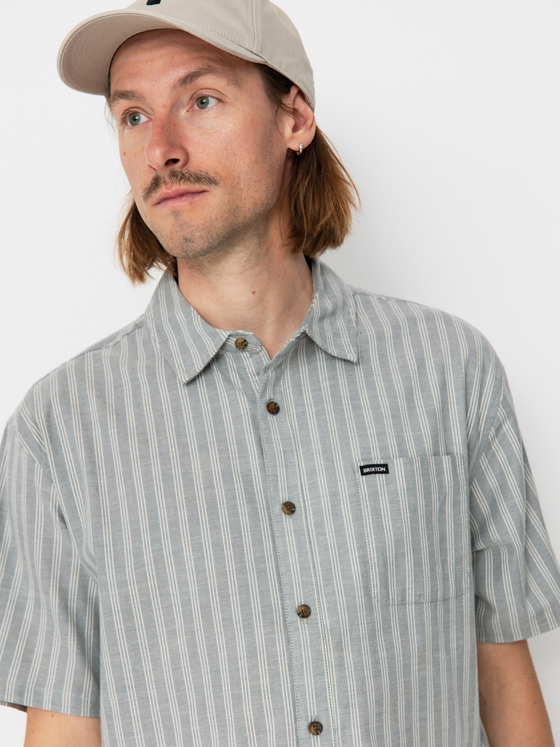 Brixton Cru Oxford Stripe Ing (basalt blue/whitcap stripe)