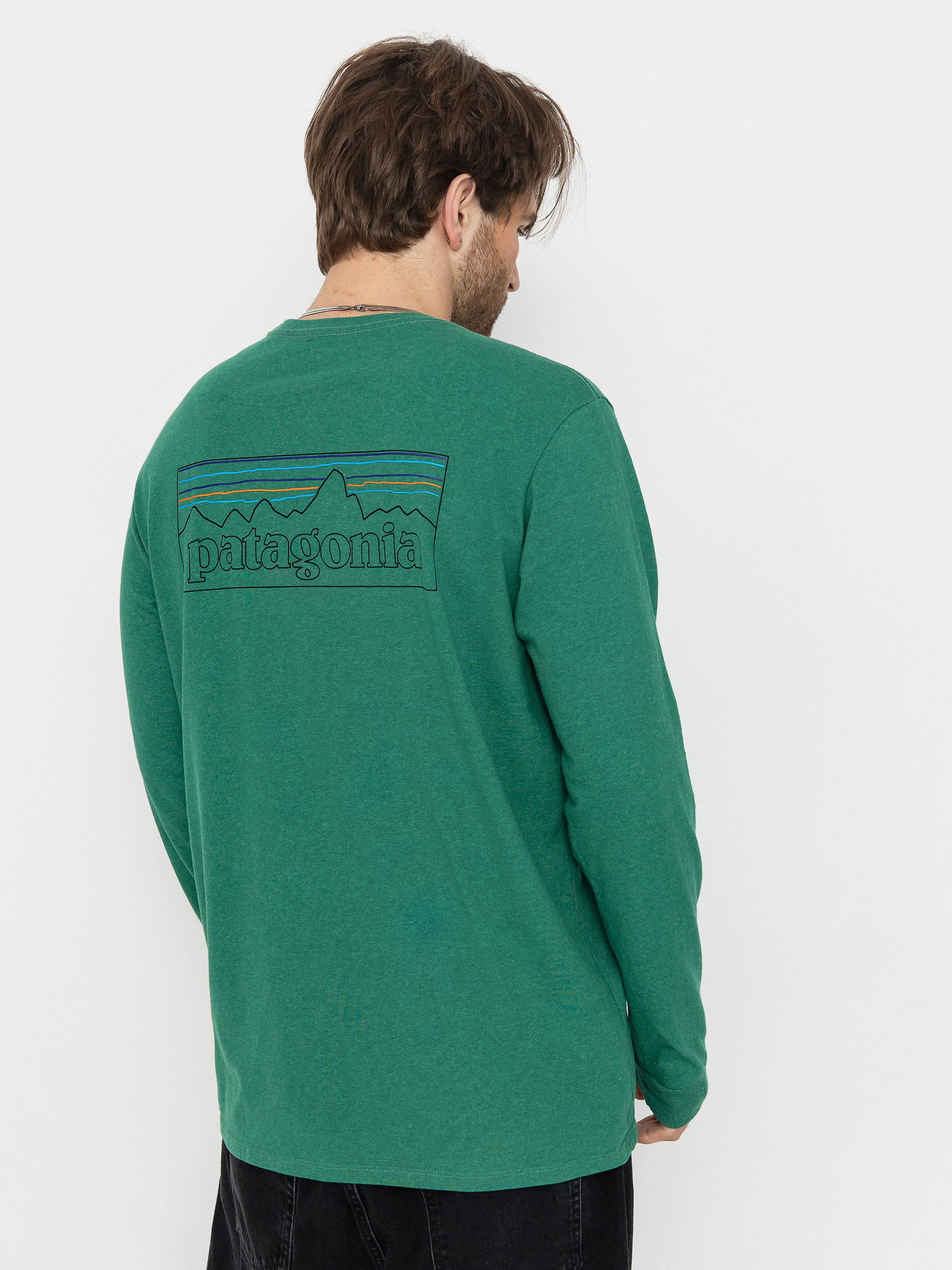 Hosszú ujjú felső Patagonia P 6 Logo Responsibili (p-6 outline/heartleaf green)