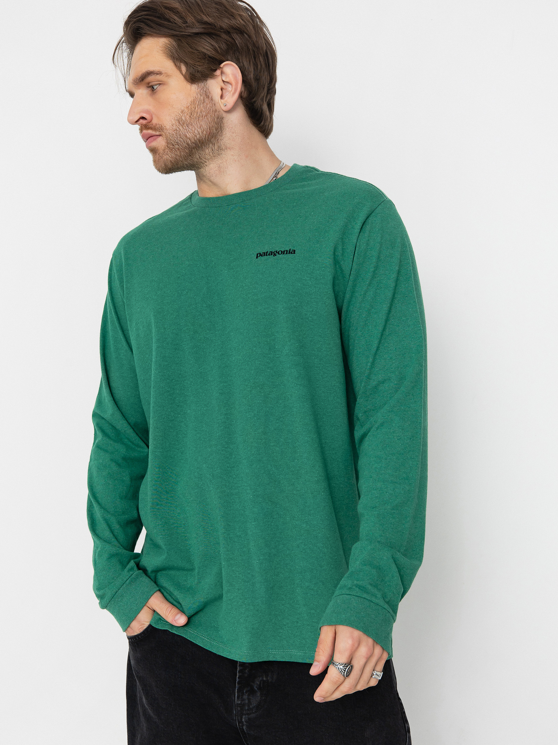 Hosszú ujjú felső Patagonia P 6 Logo Responsibili (p-6 outline/heartleaf green)