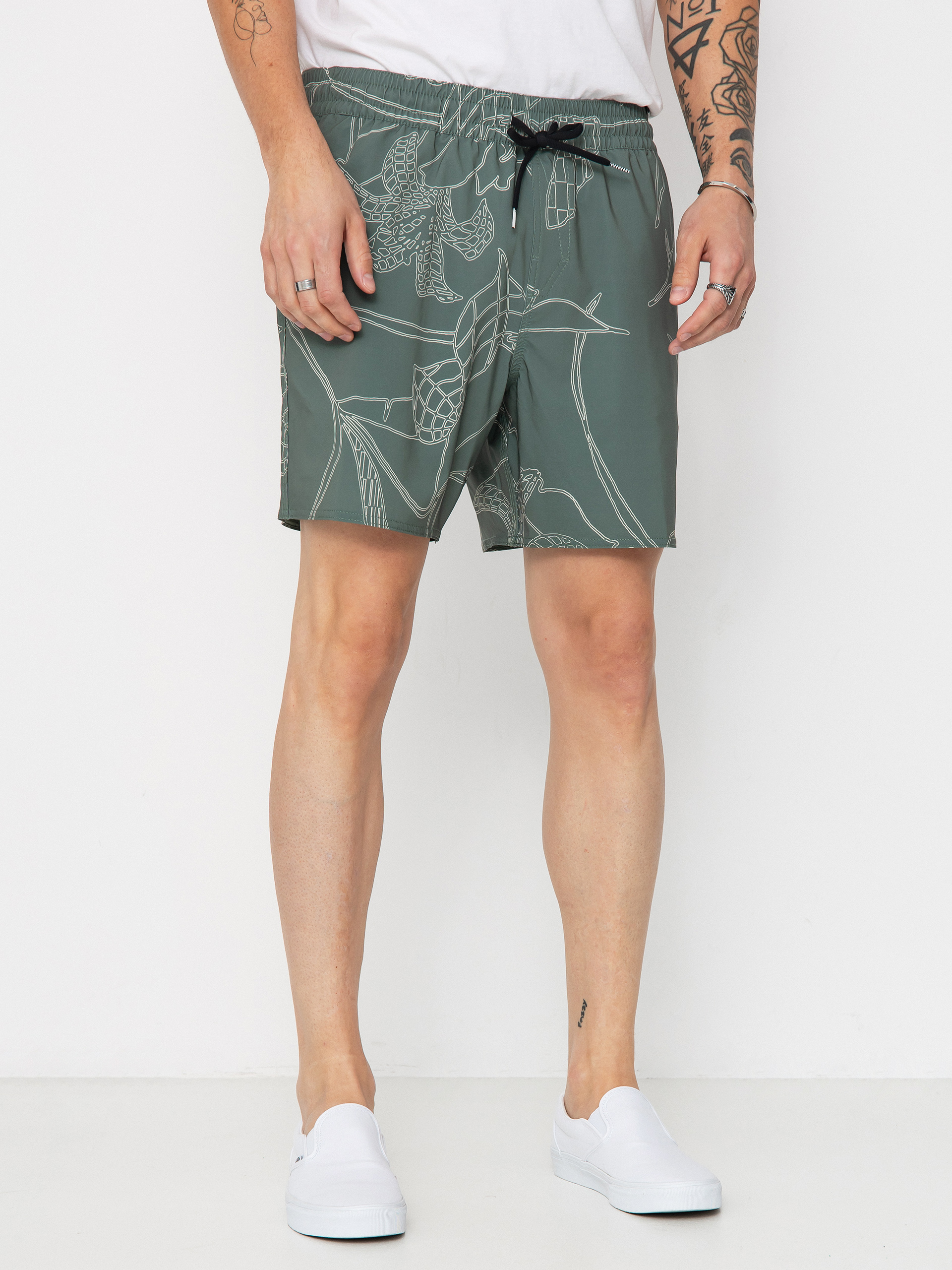 Volcom Lido Print Trunk 16 Rövidnadrág (light olive)
