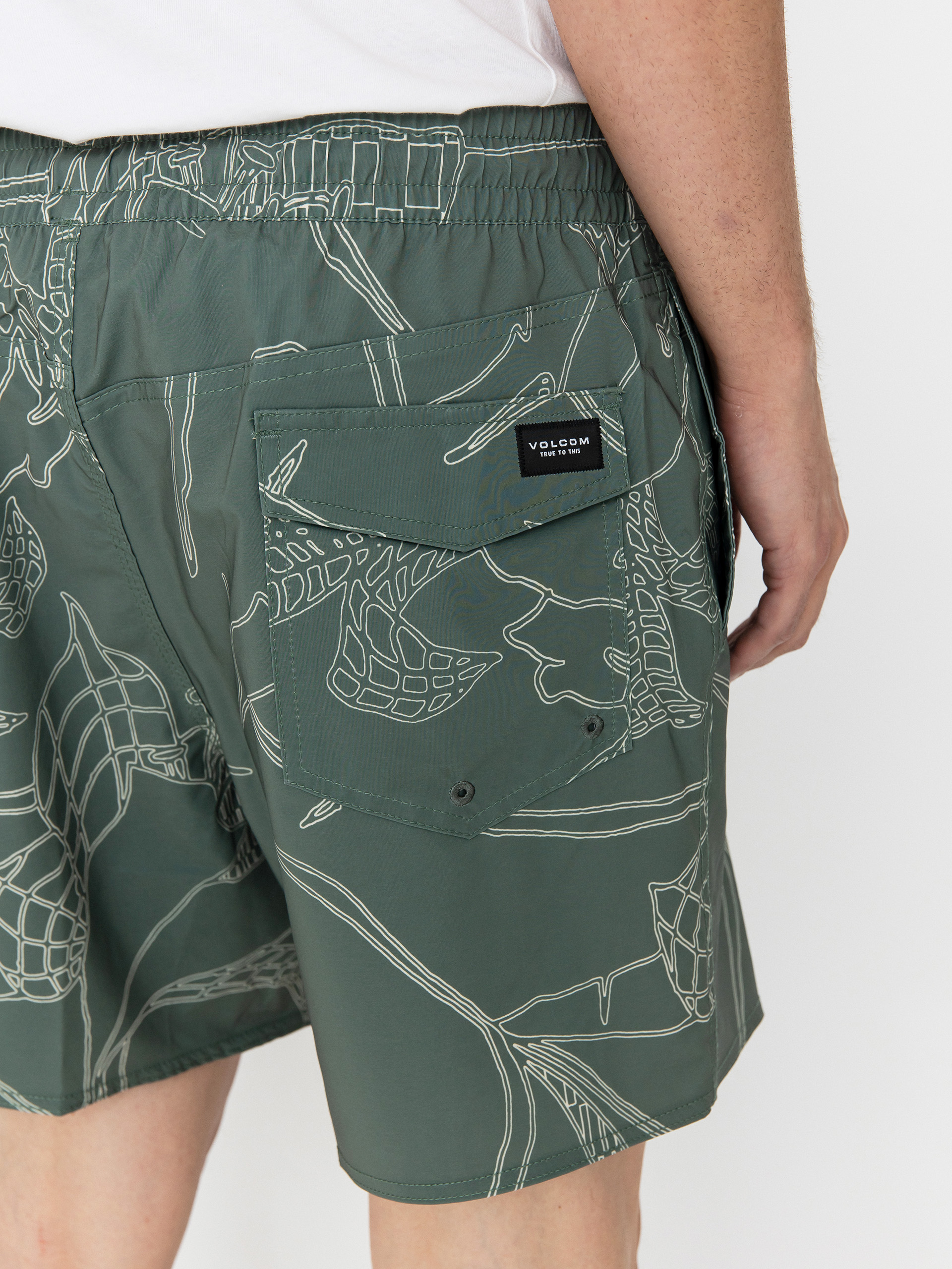 Volcom Lido Print Trunk 16 Rövidnadrág (light olive)