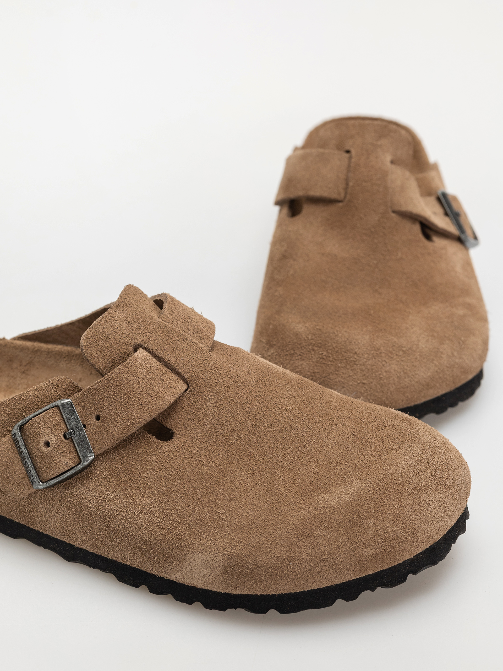 Birkenstock Boston SFB Suede Leather Regular Flip-flop papucsok (dark tea)