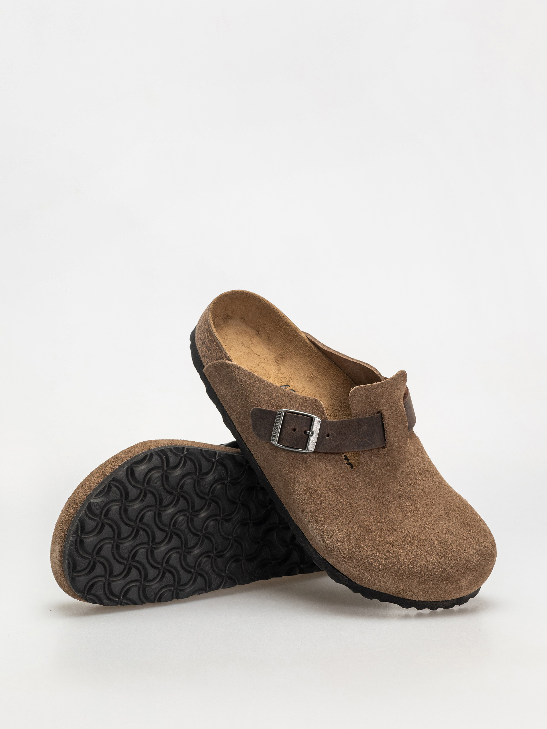 Birkenstock Boston Suede & Oiled Leather Regular Flip-flop papucsok (dark tea)