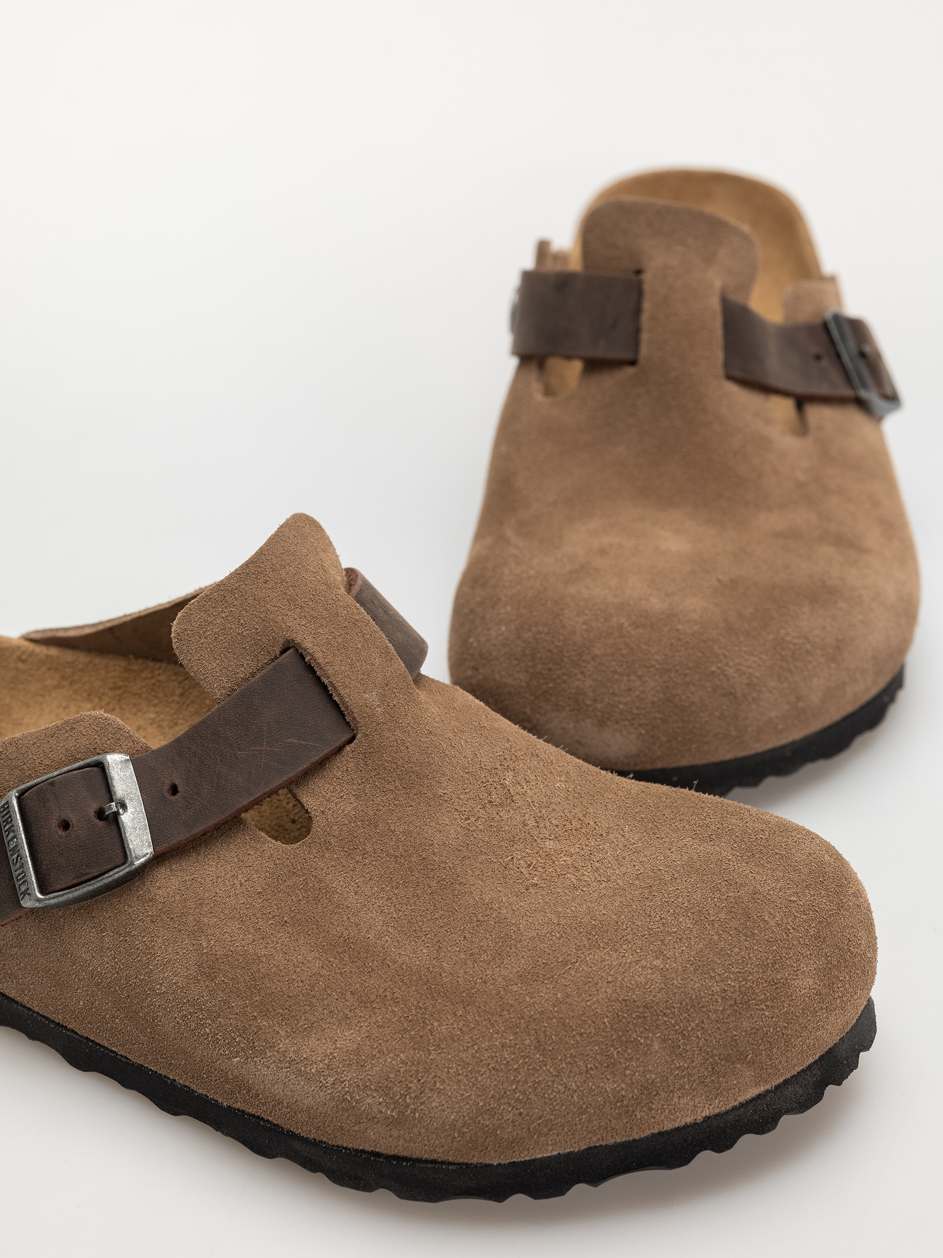 Birkenstock Boston Suede & Oiled Leather Regular Flip-flop papucsok (dark tea)