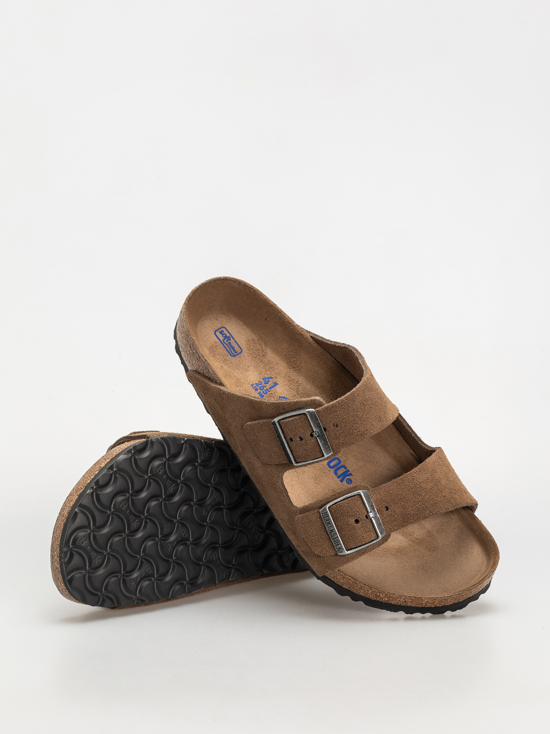 Birkenstock Arizona Suede Leather Regular Flip-flop papucsok (dark tea)