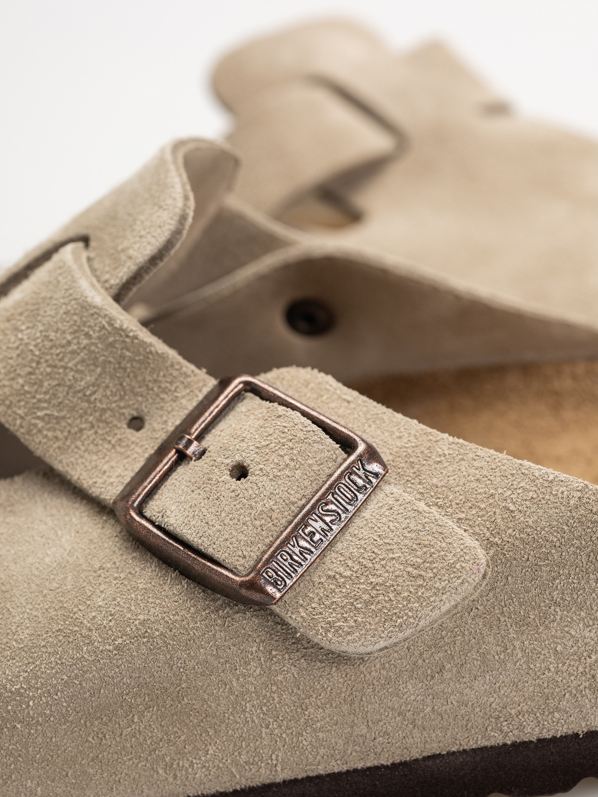 Flip-flop papucsok Birkenstock Boston Suede Leather Regular (taupe)