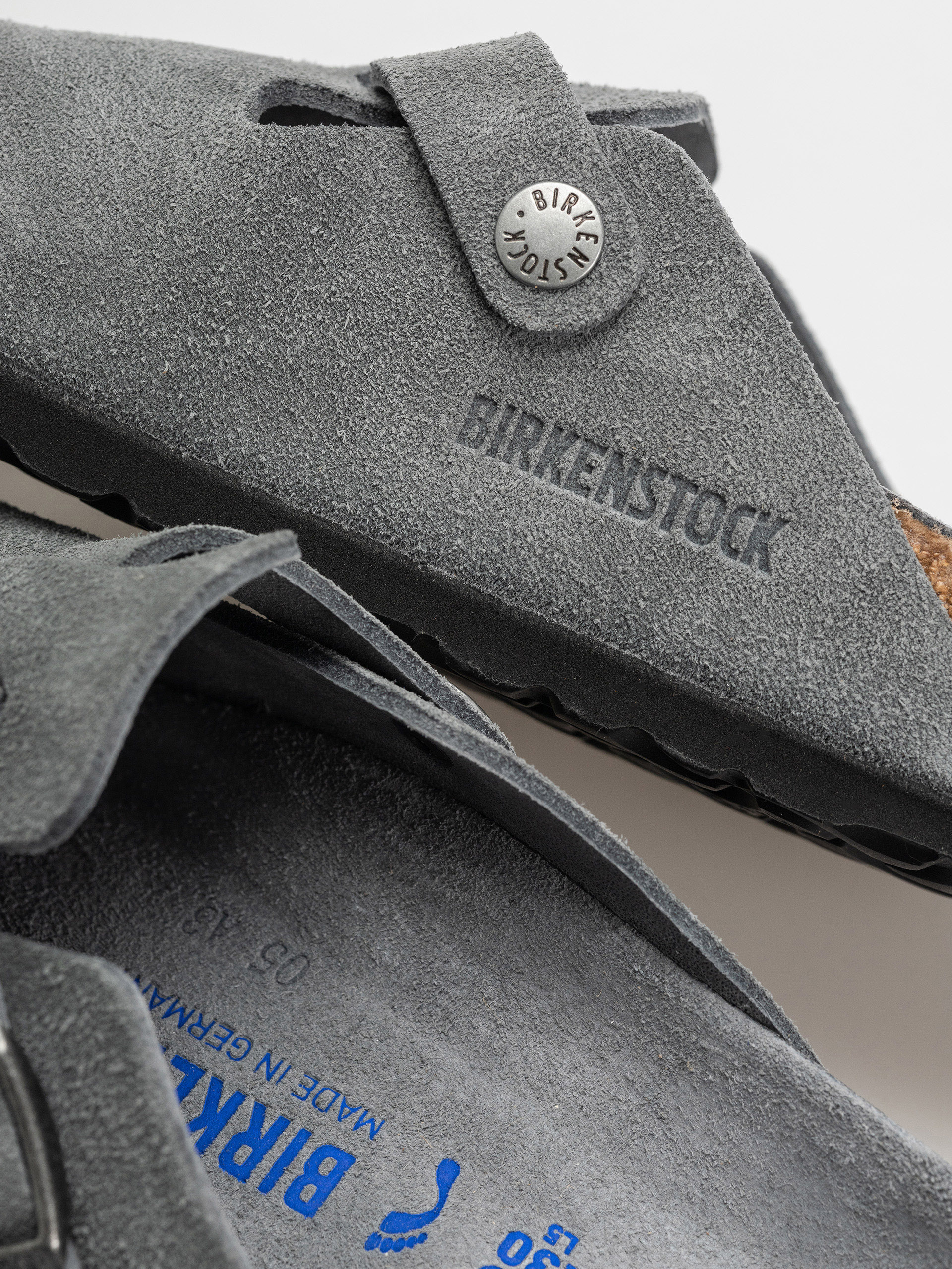 Birkenstock Boston SFB Suede Leather Narrow Wmn Flip-flop papucsok (basalt gray)