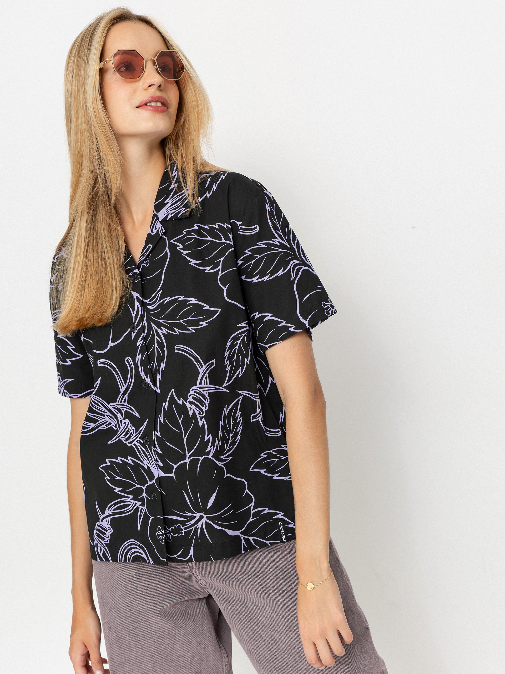 Santa Cruz Mono Cabana Shirt Wmn Ing (black/lavender)