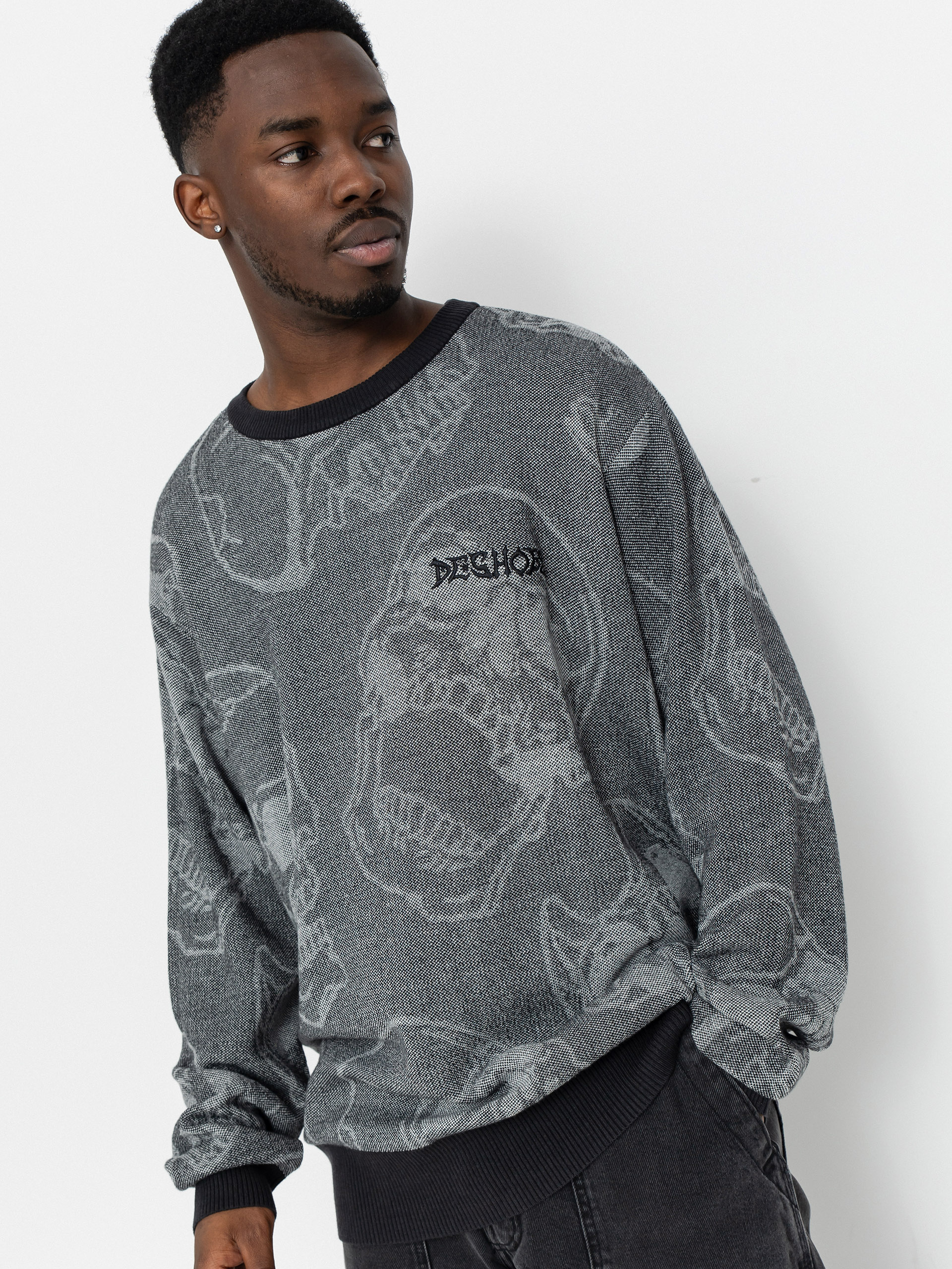 DC Fracture Pulóver (heather skully print)