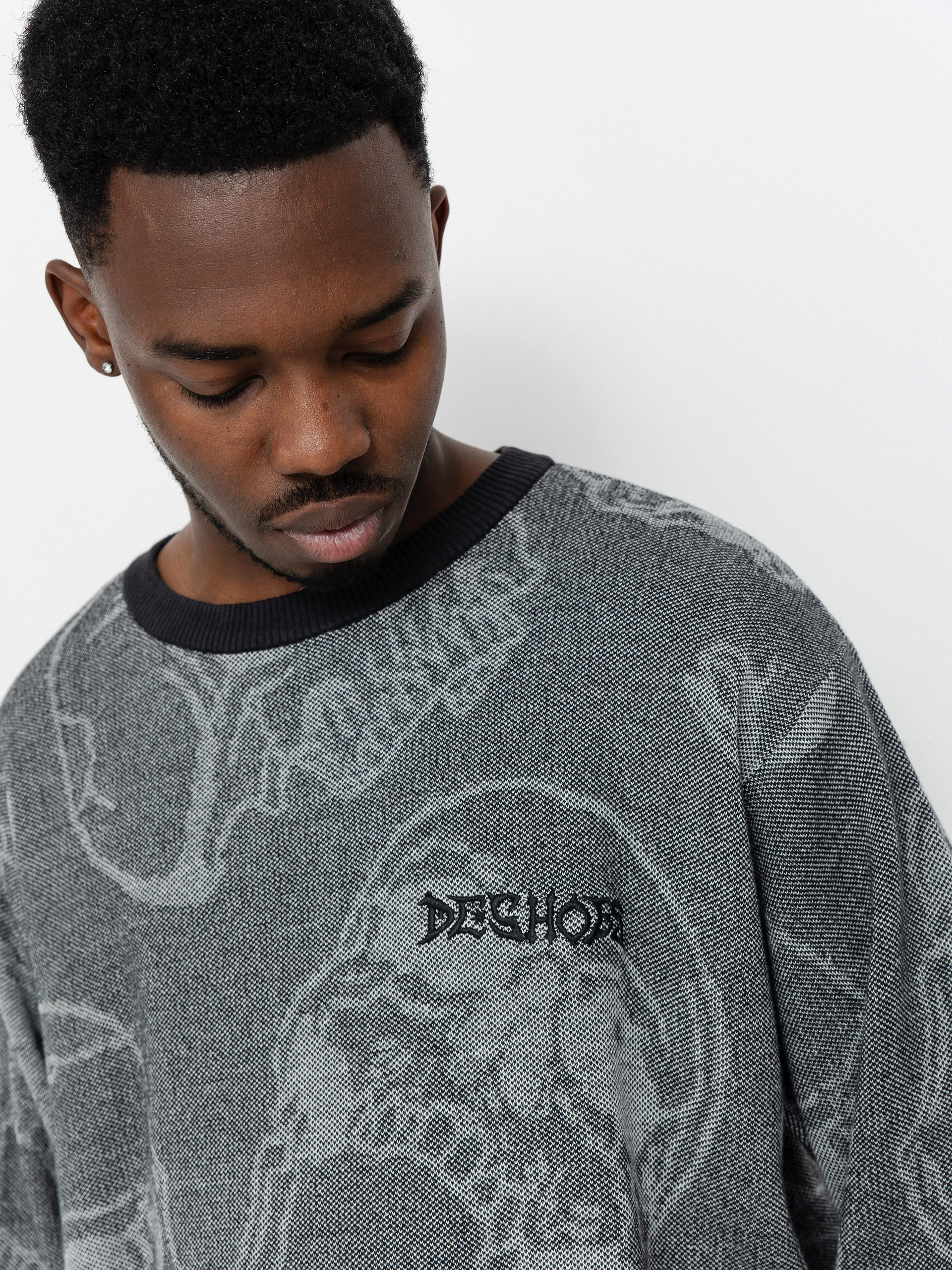 DC Fracture Pulóver (heather skully print)