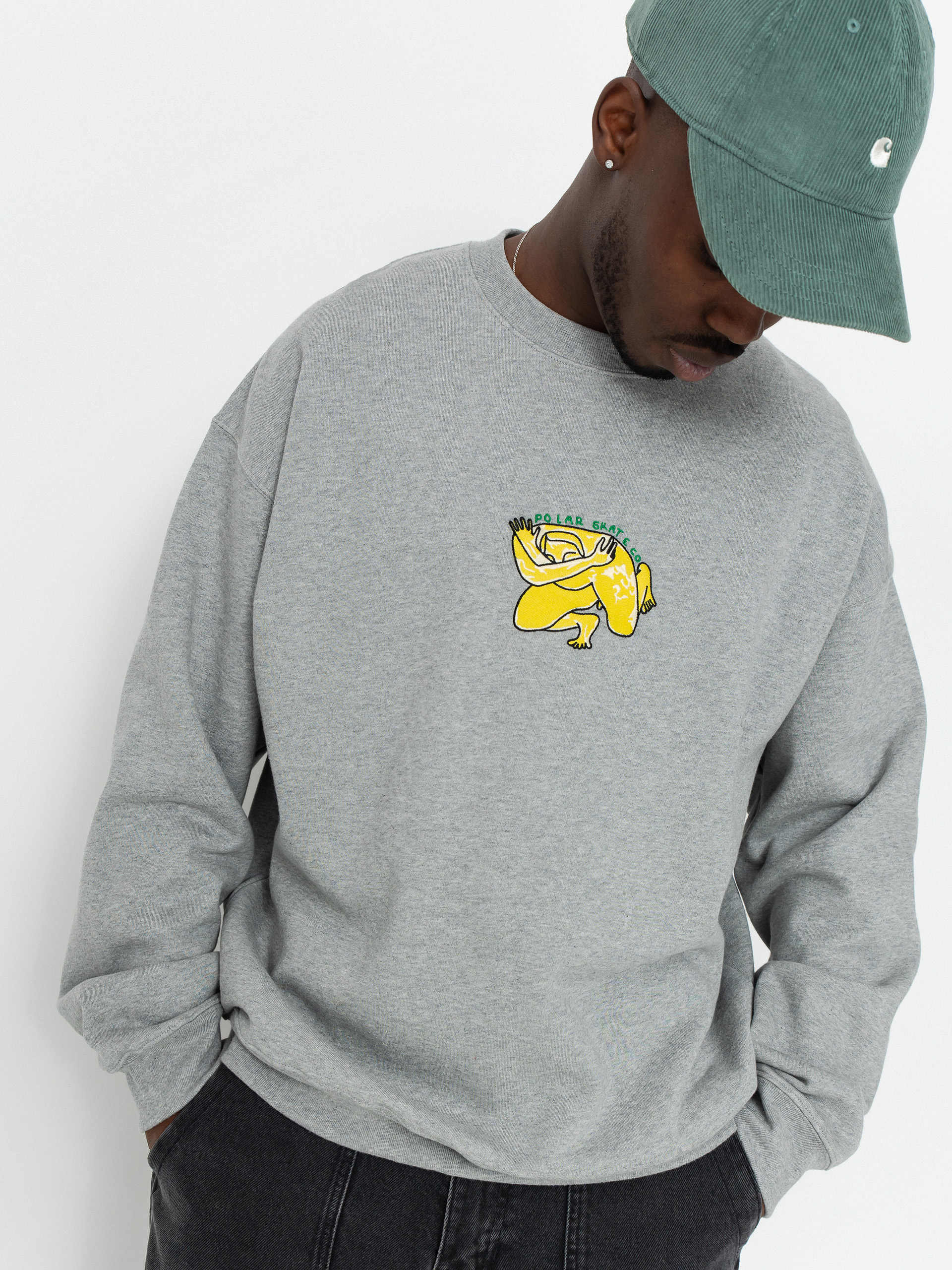 Polar Skate Dave Crewneck Shy Bow Pulóver (heather grey)
