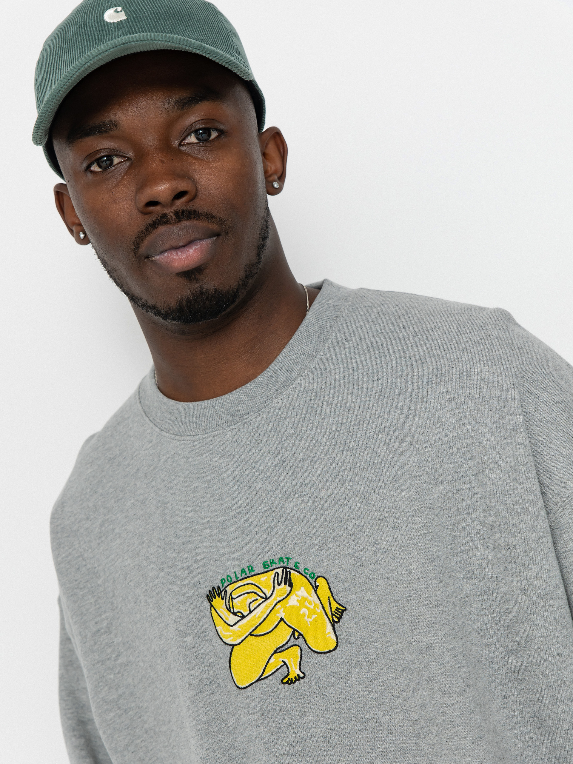 Polar Skate Dave Crewneck Shy Bow Pulóver (heather grey)