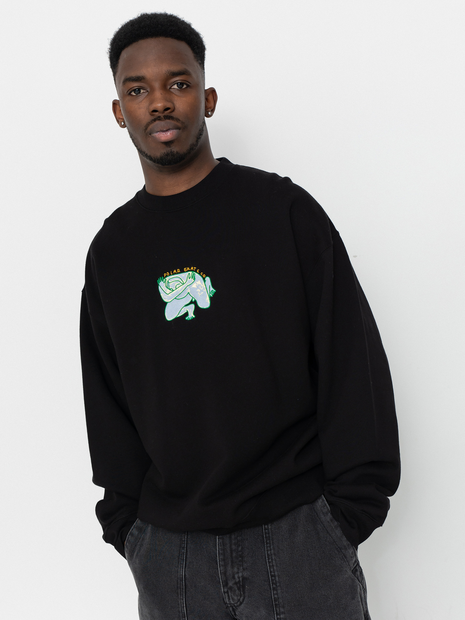 Polar Skate Dave Crewneck Shy Bow Pulóver (black)
