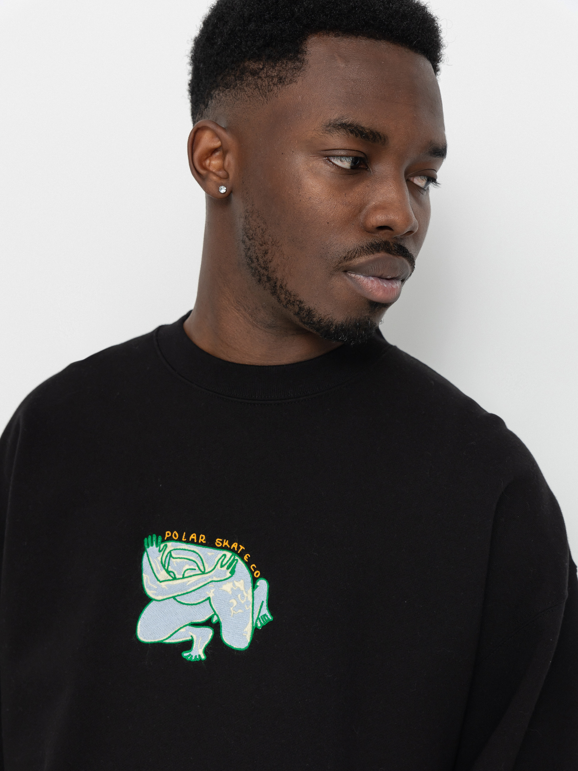 Polar Skate Dave Crewneck Shy Bow Pulóver (black)