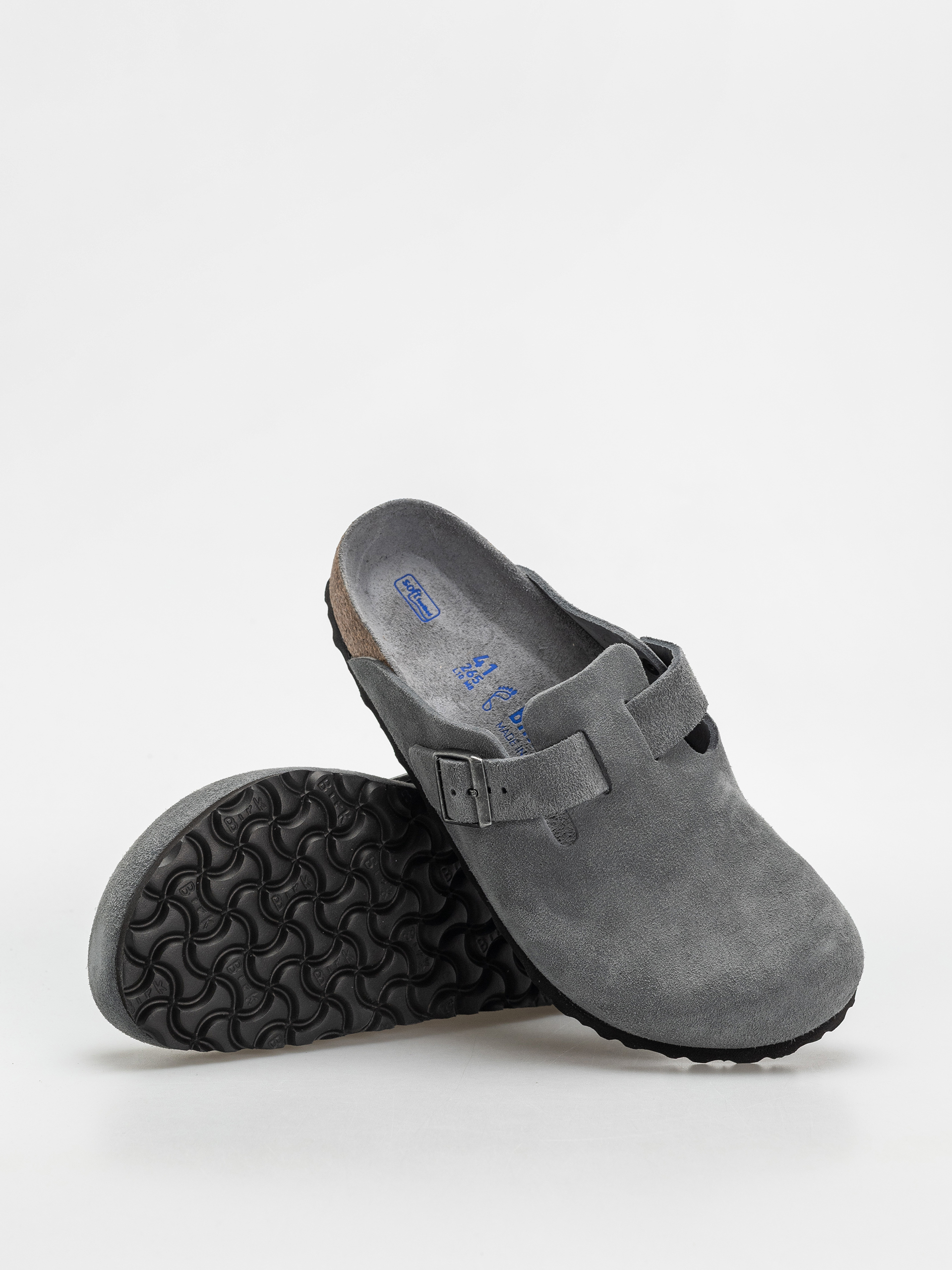 Birkenstock Boston SFB Suede Leather Regular Flip-flop papucsok (basalt gray)