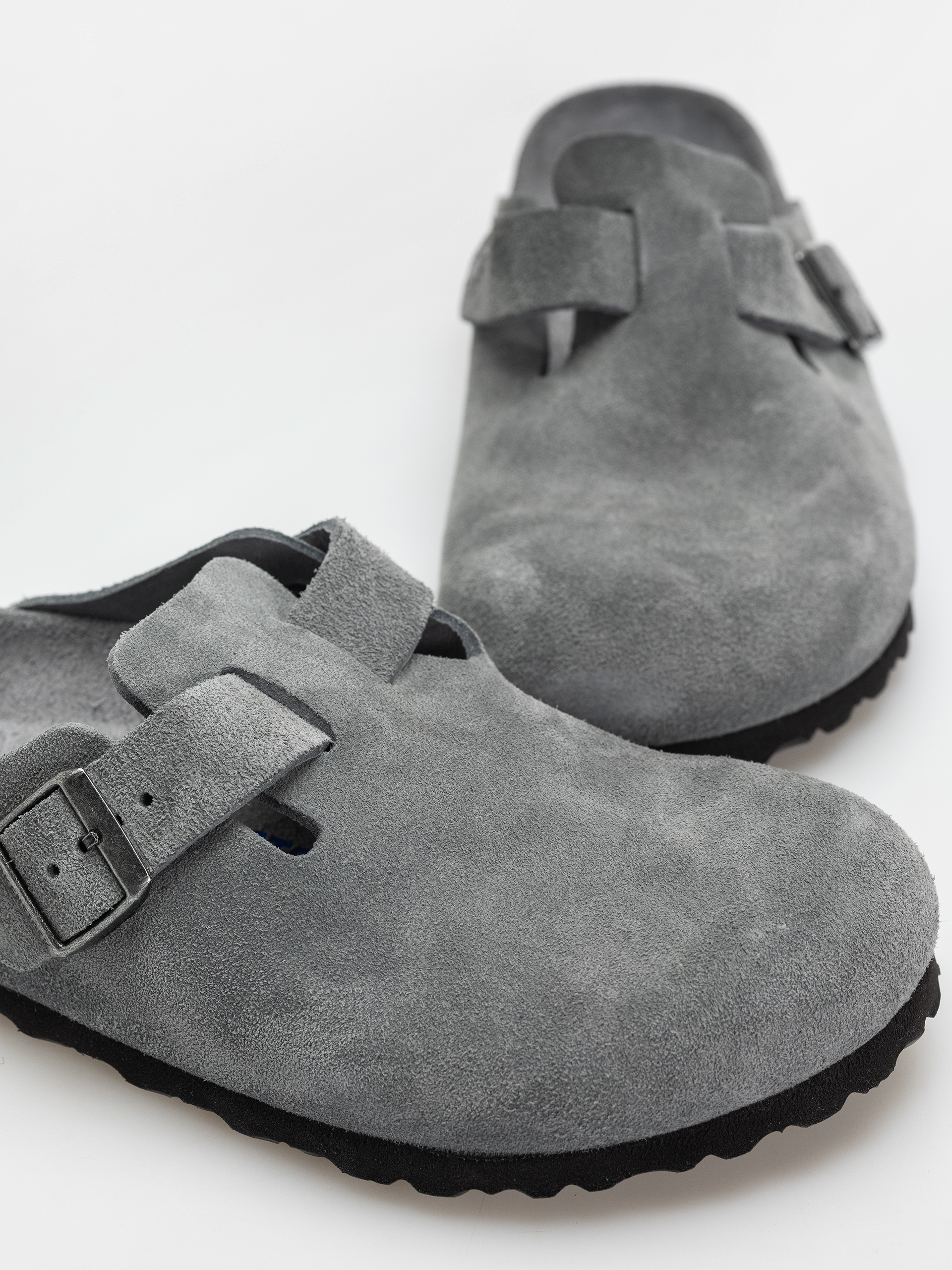 Birkenstock Boston SFB Suede Leather Regular Flip-flop papucsok (basalt gray)