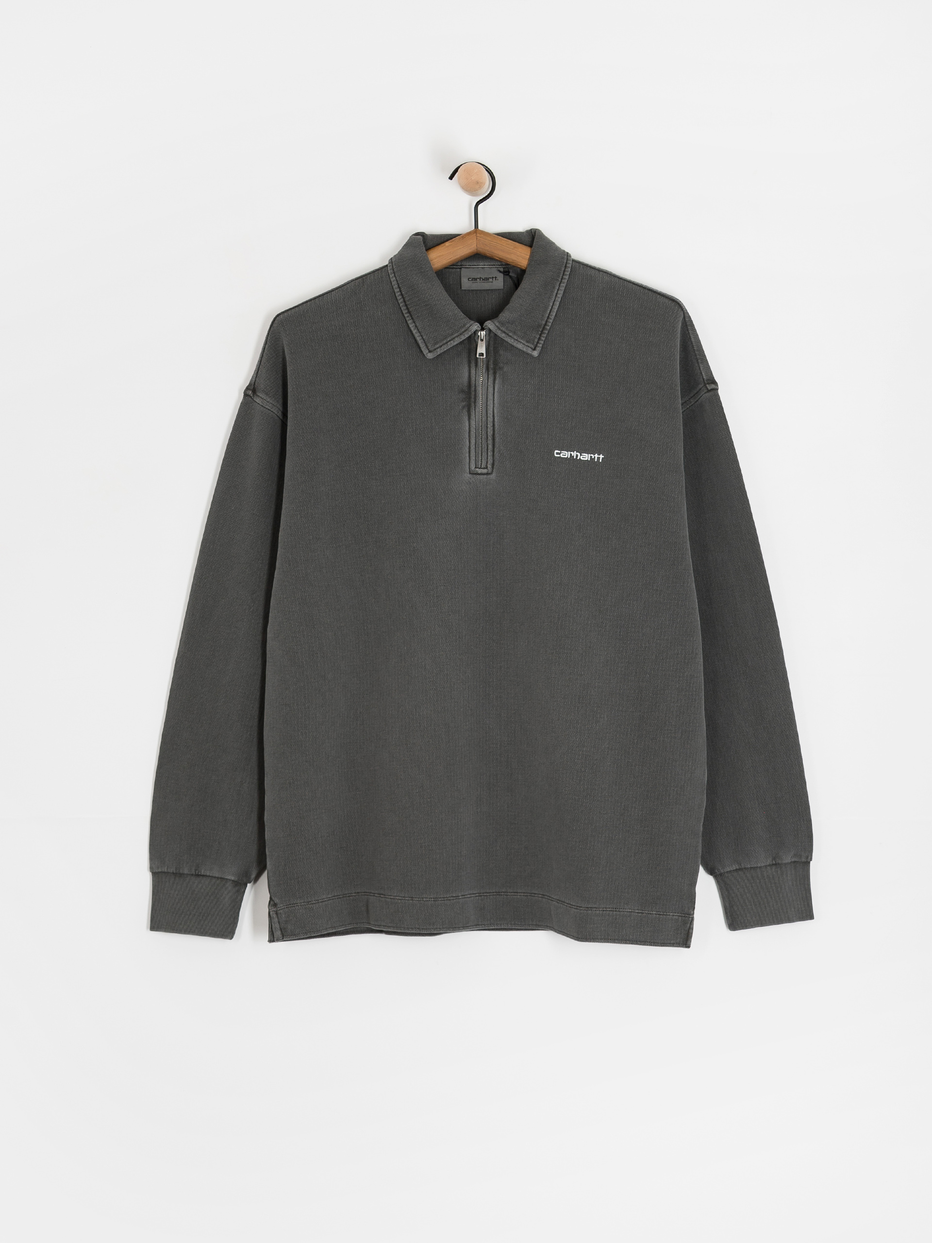 Carhartt WIP Piqué Script Pulóver (black/white/garment dyed)