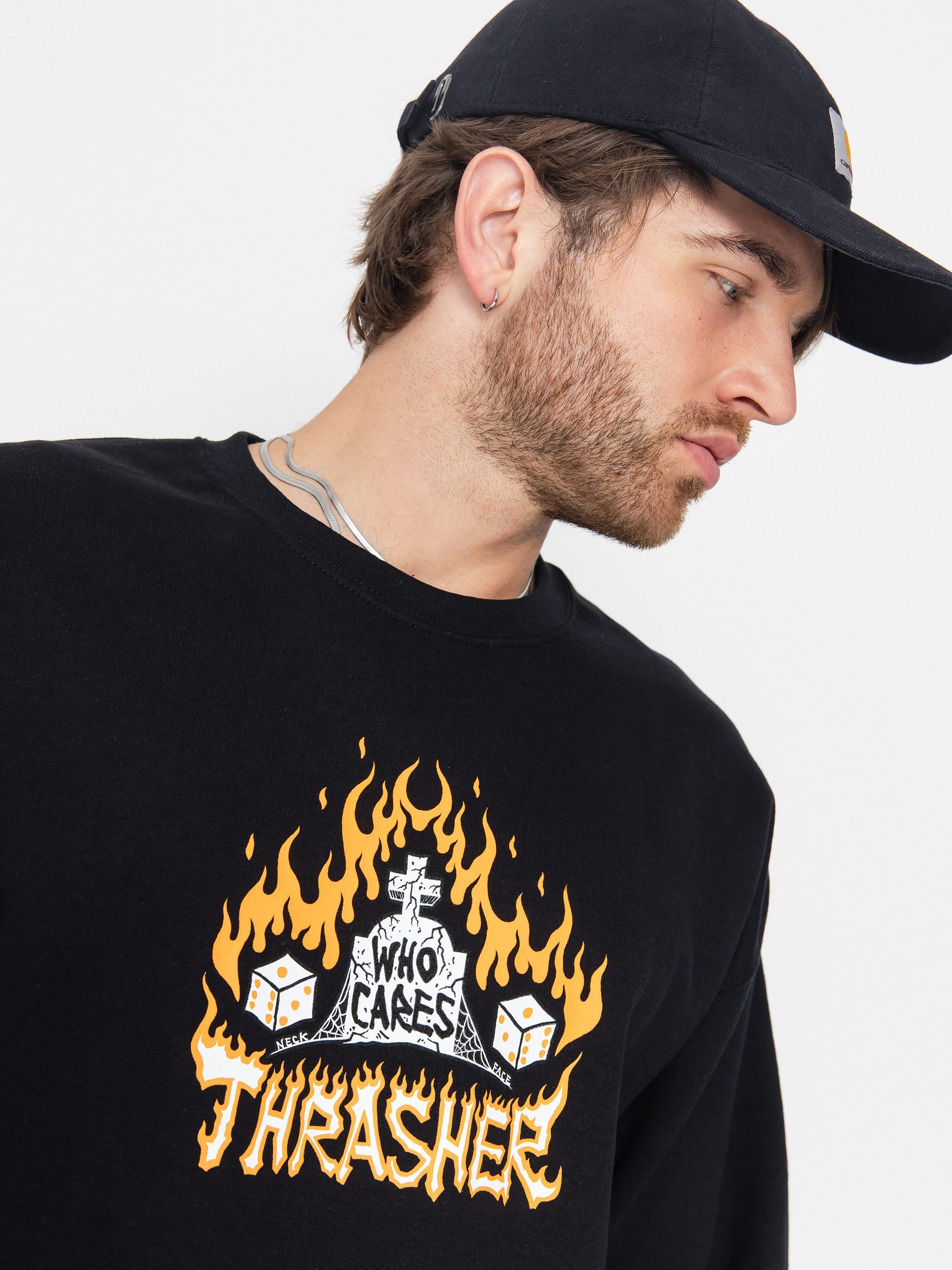 Thrasher Who Cares By Neckface Pulóver (black)