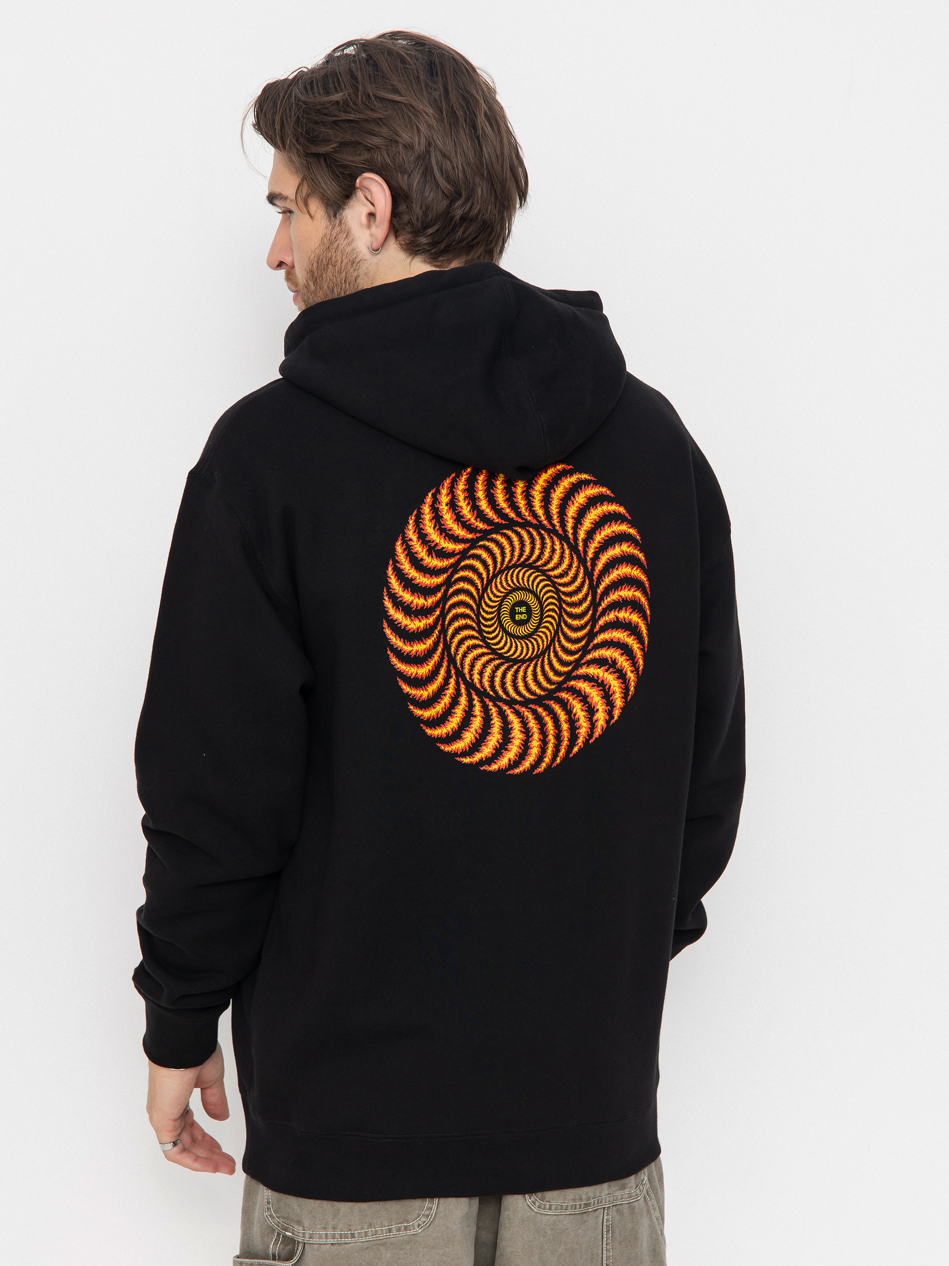 Kapucnis pulóver Spitfire Og Classic Flame HD (black w/red&yellow prints)