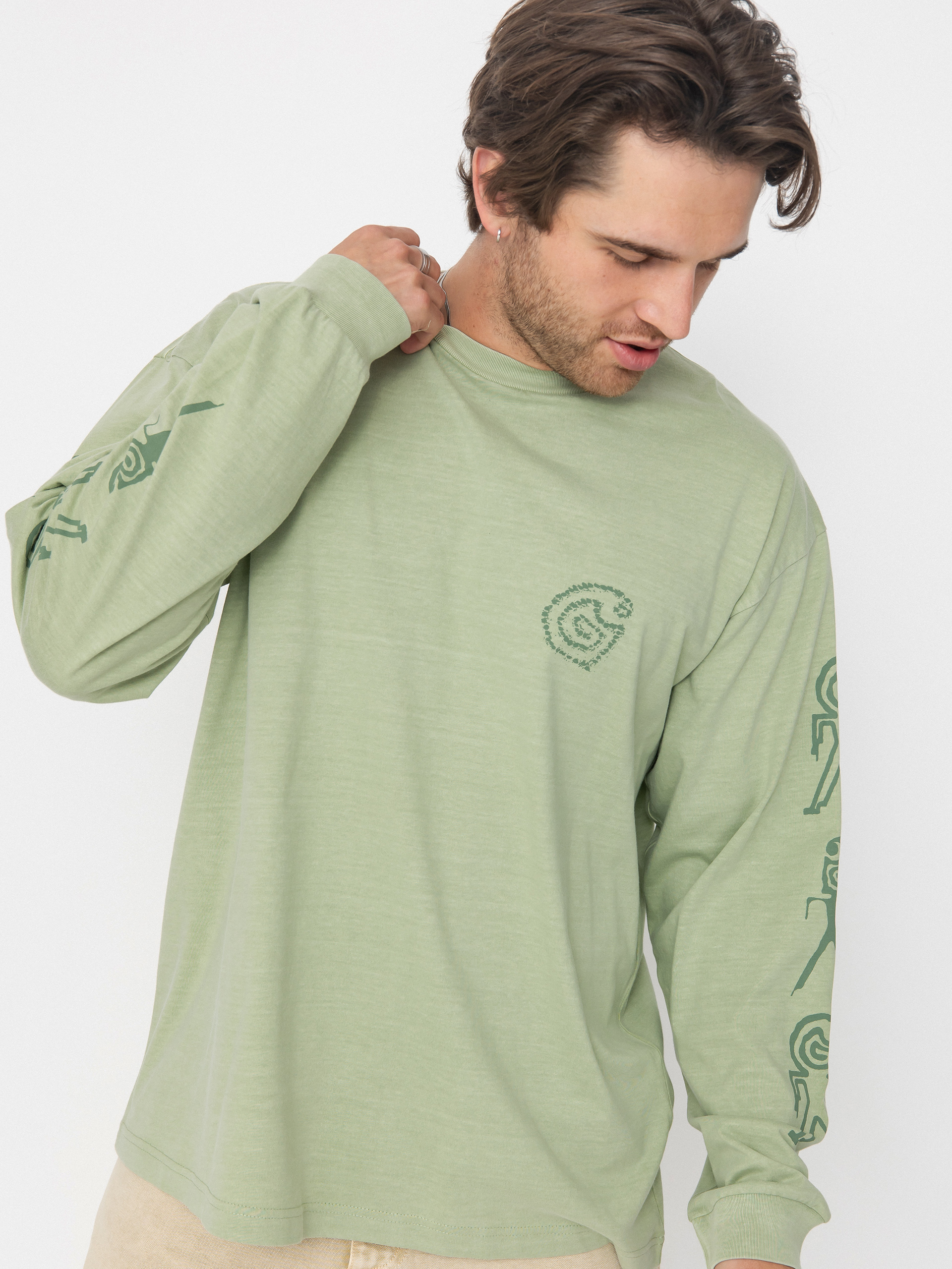 Carhartt WIP Terrestrial Hosszú ujjú felső (pale olive/dollar green/pigment garment dyed)
