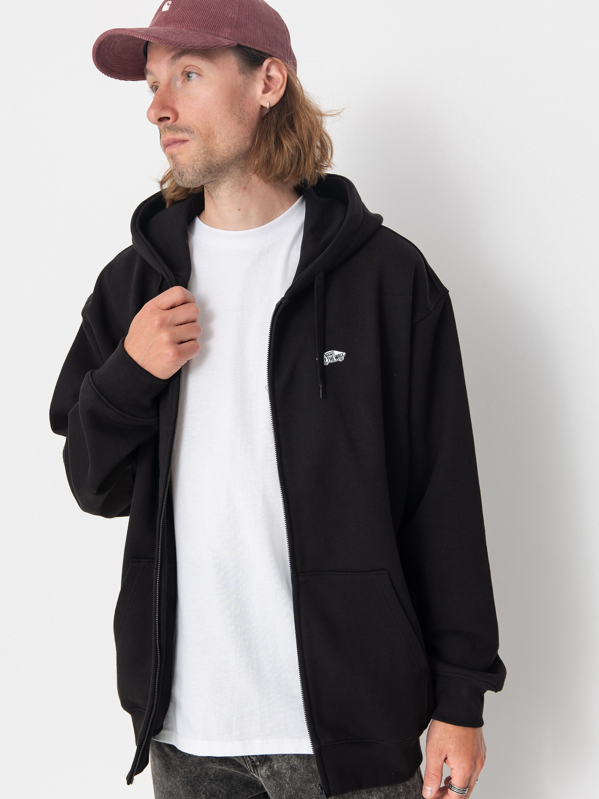 Kapucnis pulóver Vans Style 76 II Loose Ft ZHD (black/white)