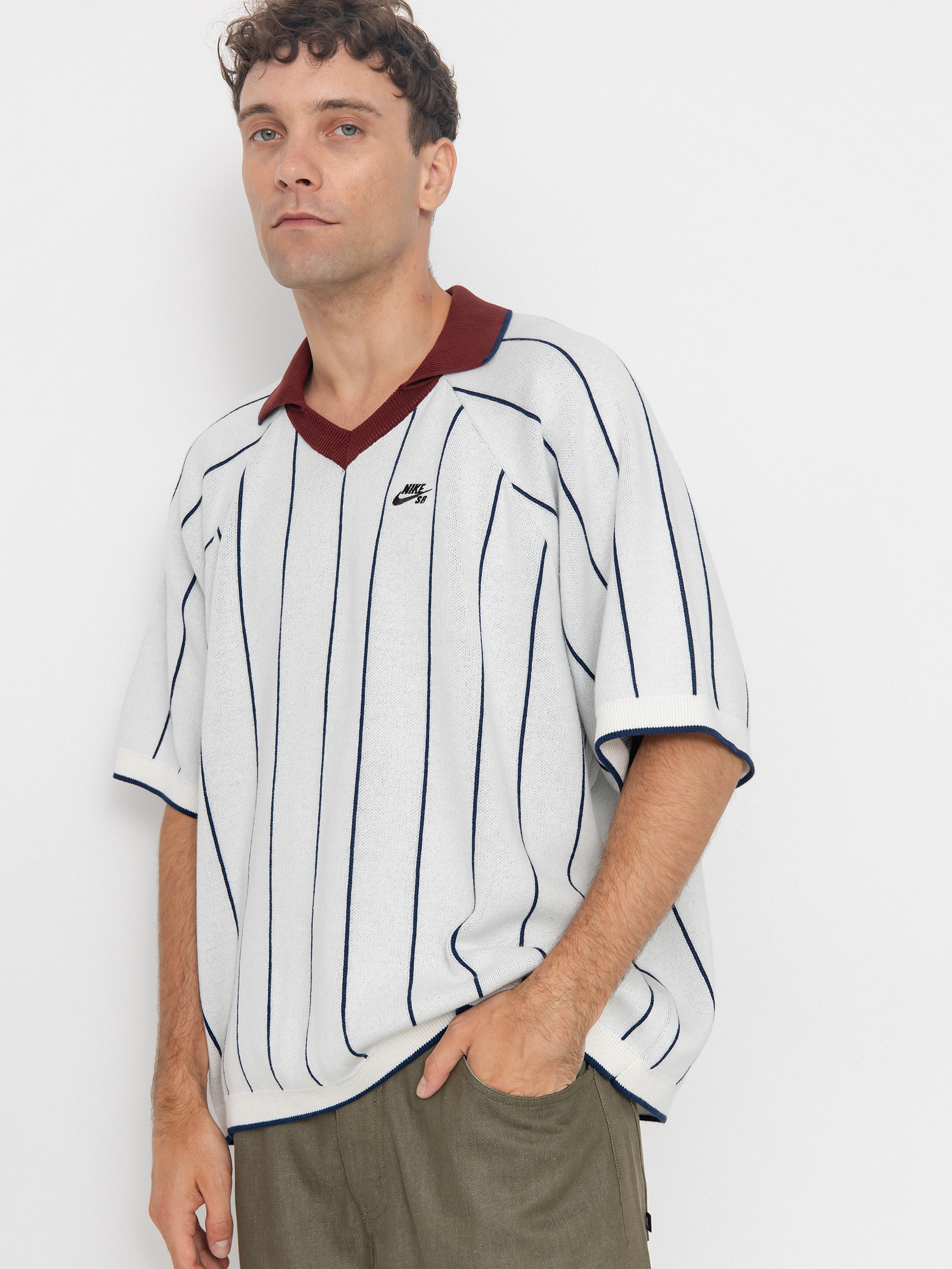 Pólóing Nike SB Strap Polo Sweat (sail/midnight navy/dark team red)