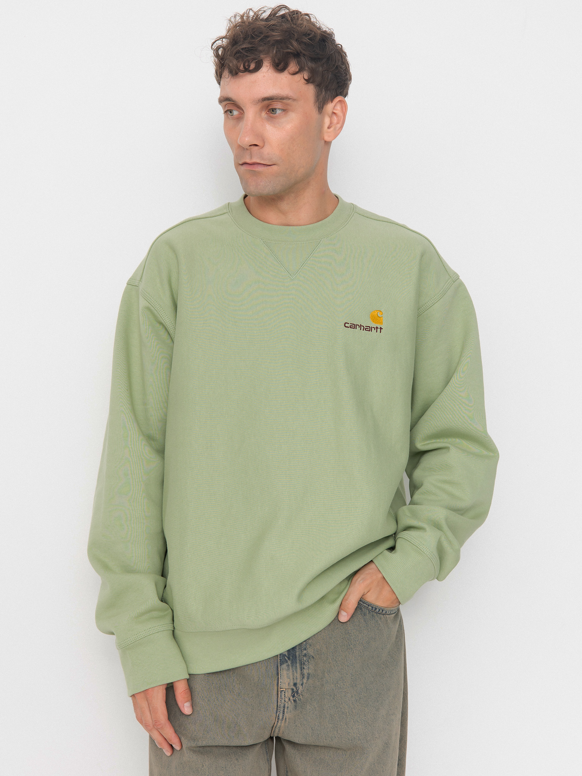 Carhartt WIP American Script Pulu00f3ver (pale olive)