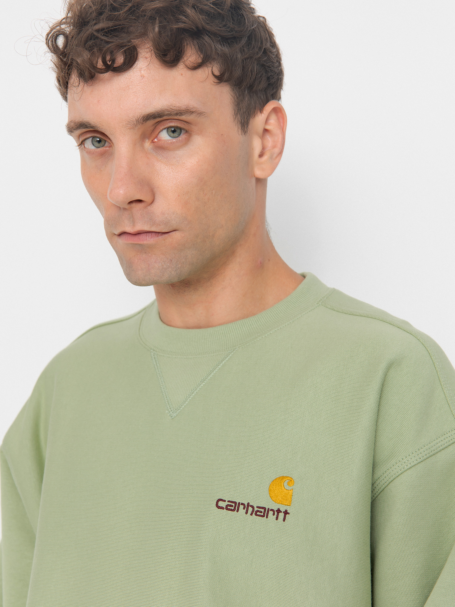 Carhartt WIP American Script Pulóver (pale olive)