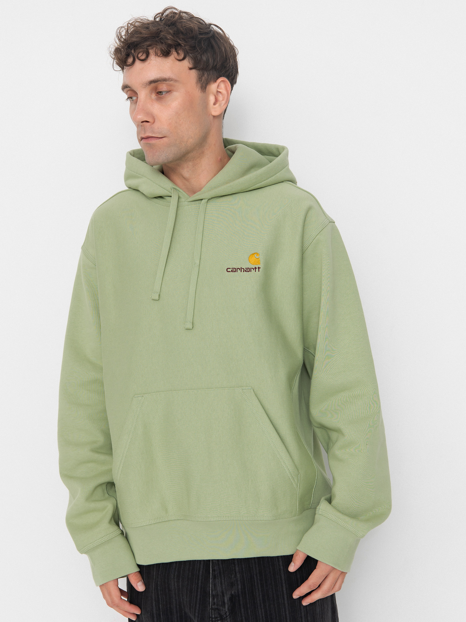 Carhartt WIP American Script HD Kapucnis pulu00f3ver (pale olive)