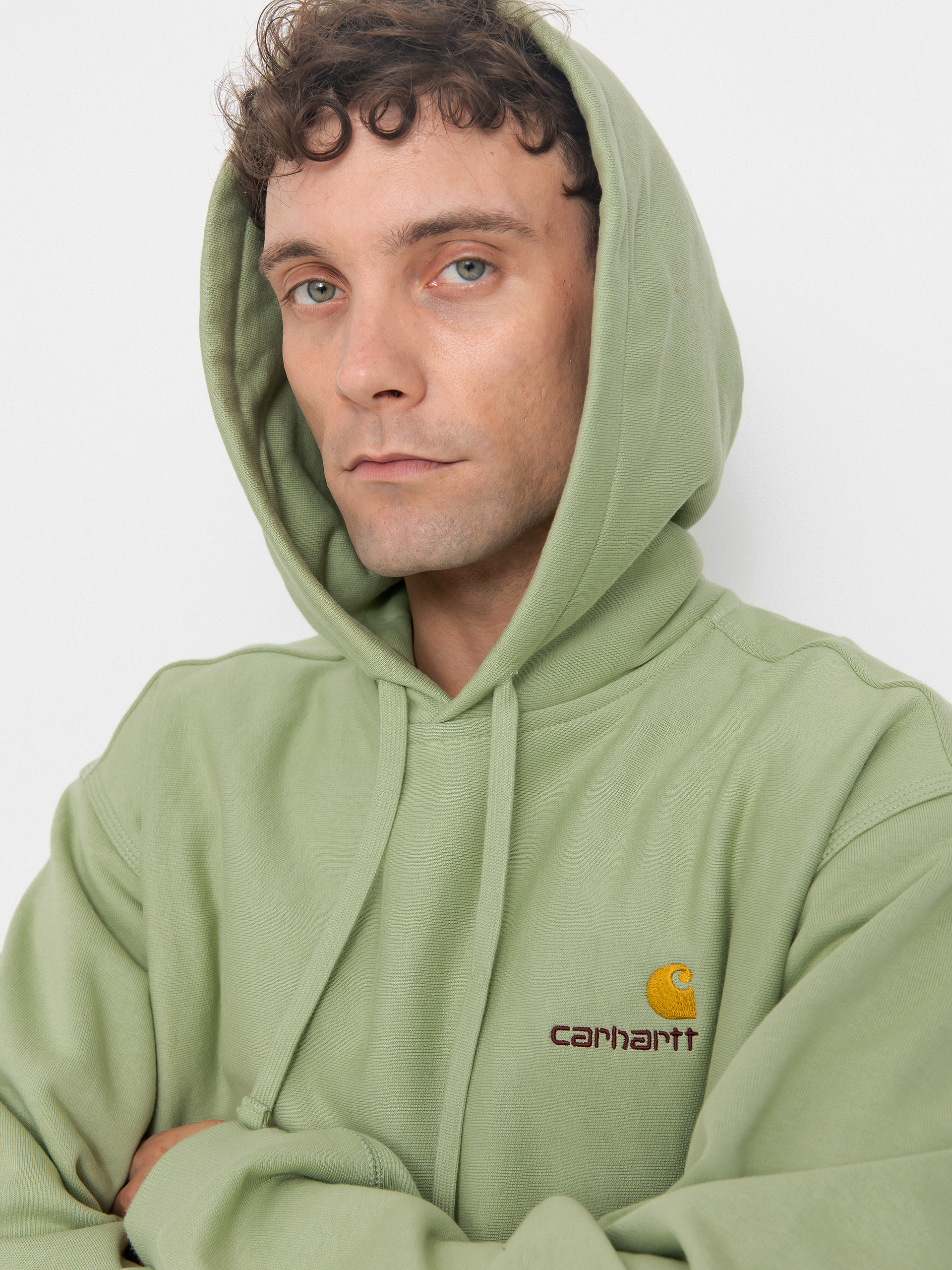 Carhartt WIP American Script HD Kapucnis pulóver (pale olive)