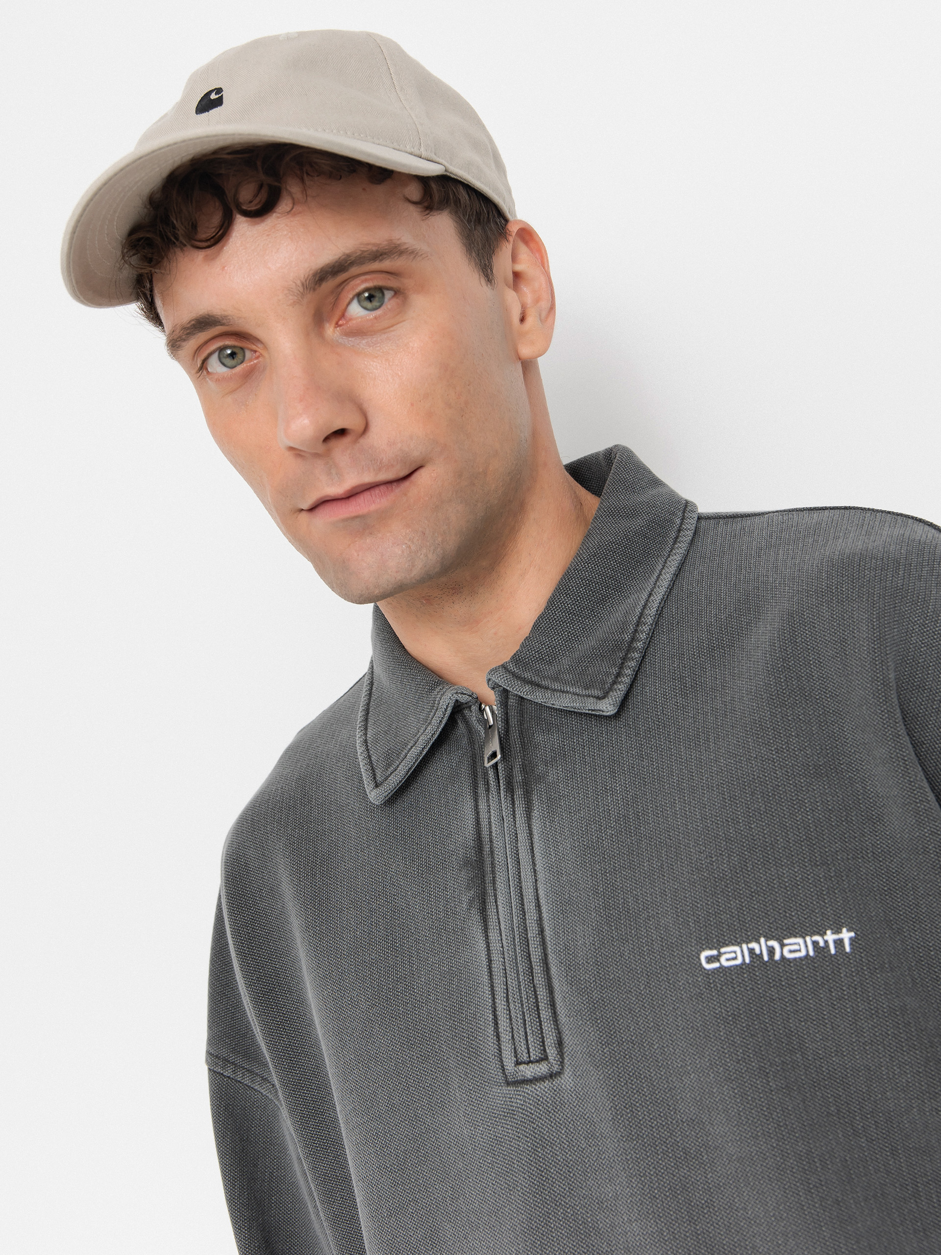 Carhartt WIP Piqué Script Pulóver (black/white/garment dyed)