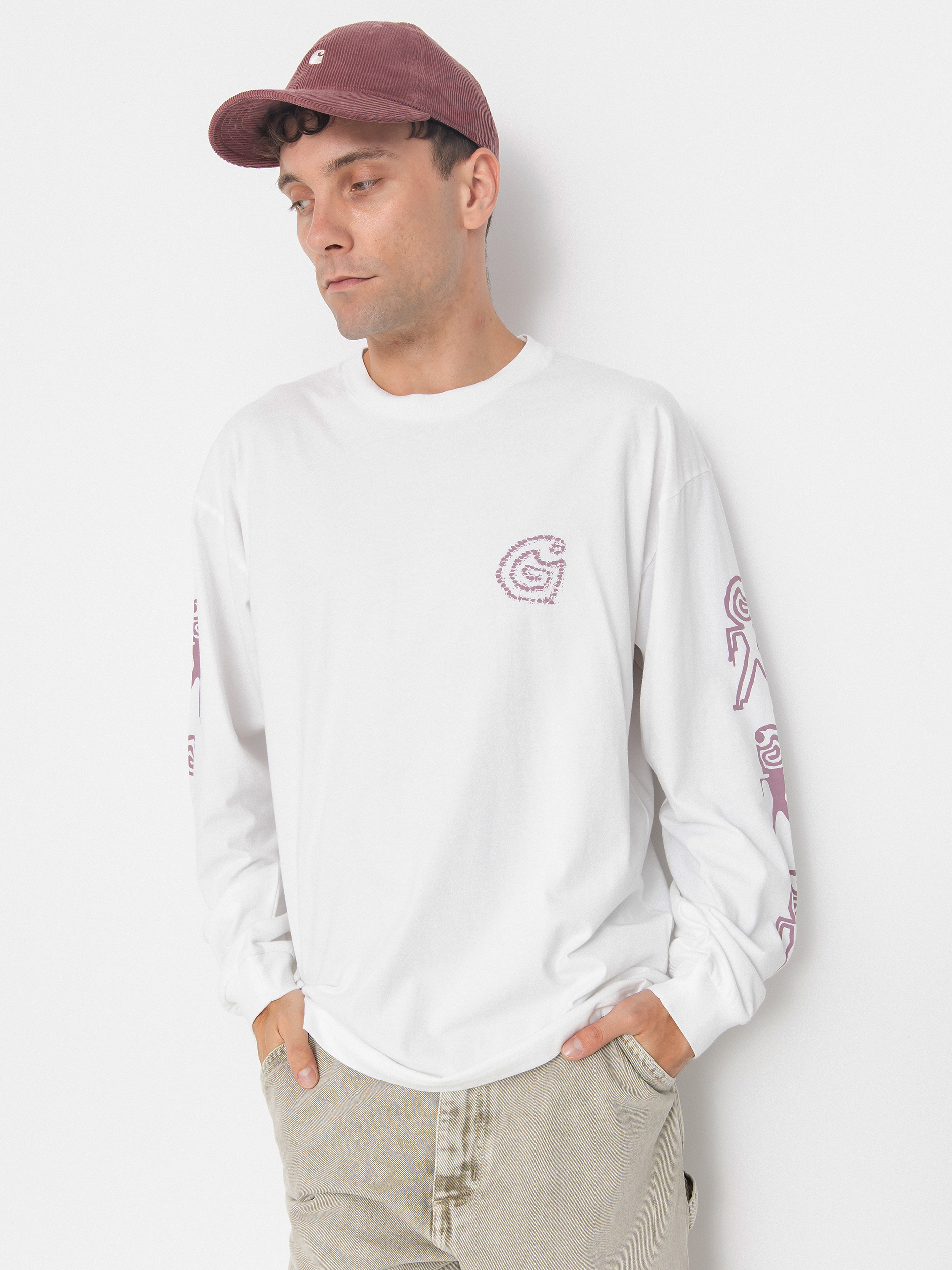 Carhartt WIP Terrestrial Hosszú ujjú felső (white/pink fog/pigment garment dyed)