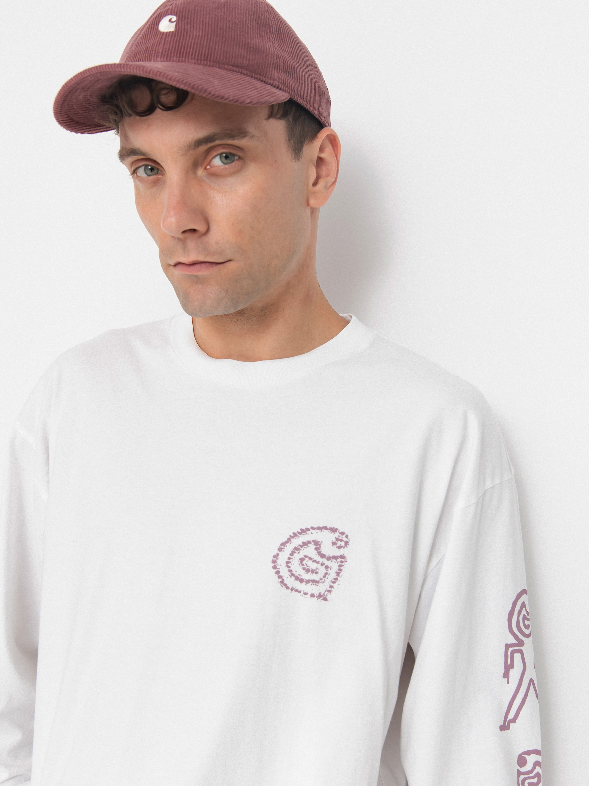 Carhartt WIP Terrestrial Hosszú ujjú felső (white/pink fog/pigment garment dyed)