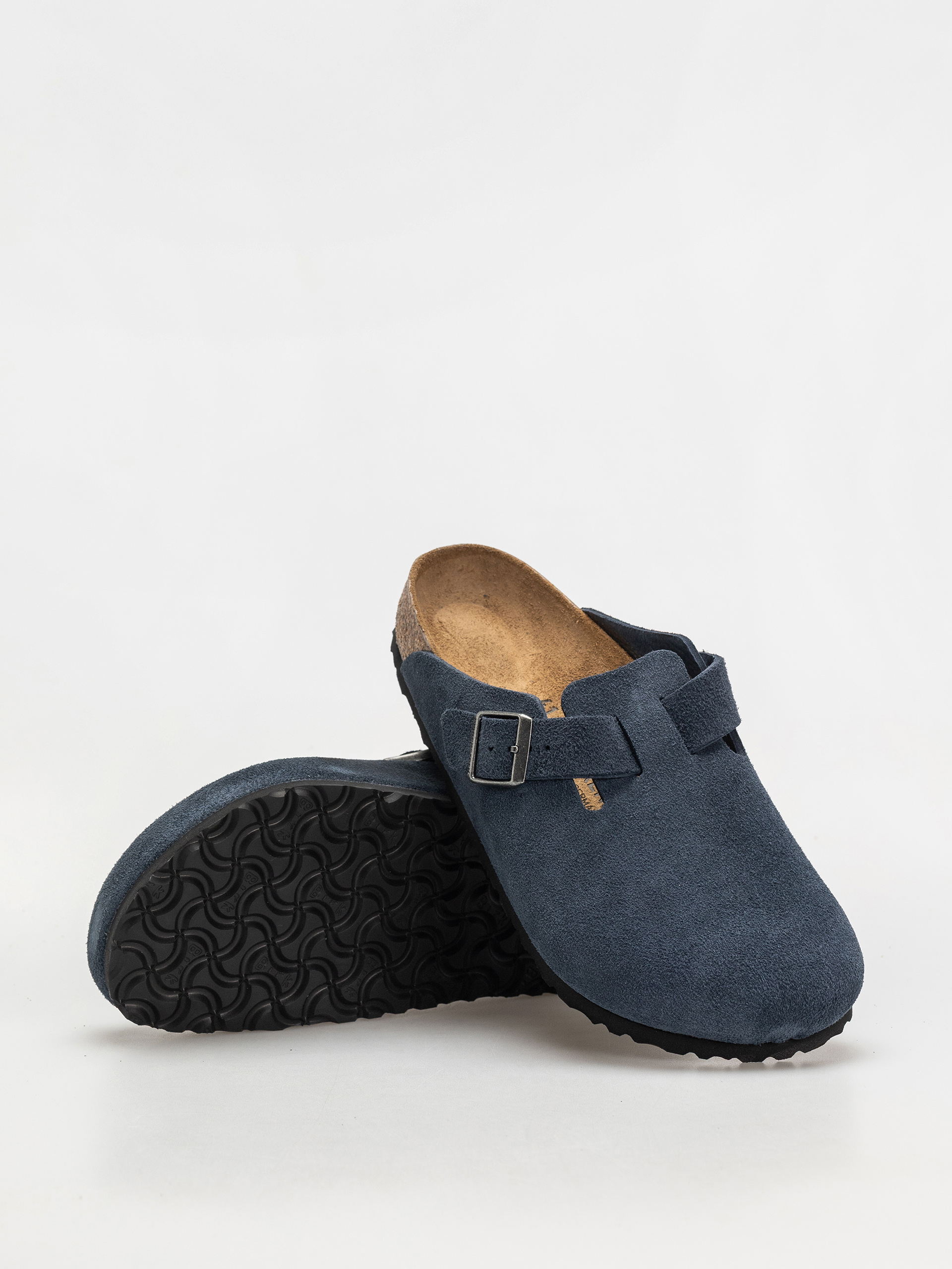 Birkenstock Boston Suede Leather Regular Flip-flop papucsok (new navy)