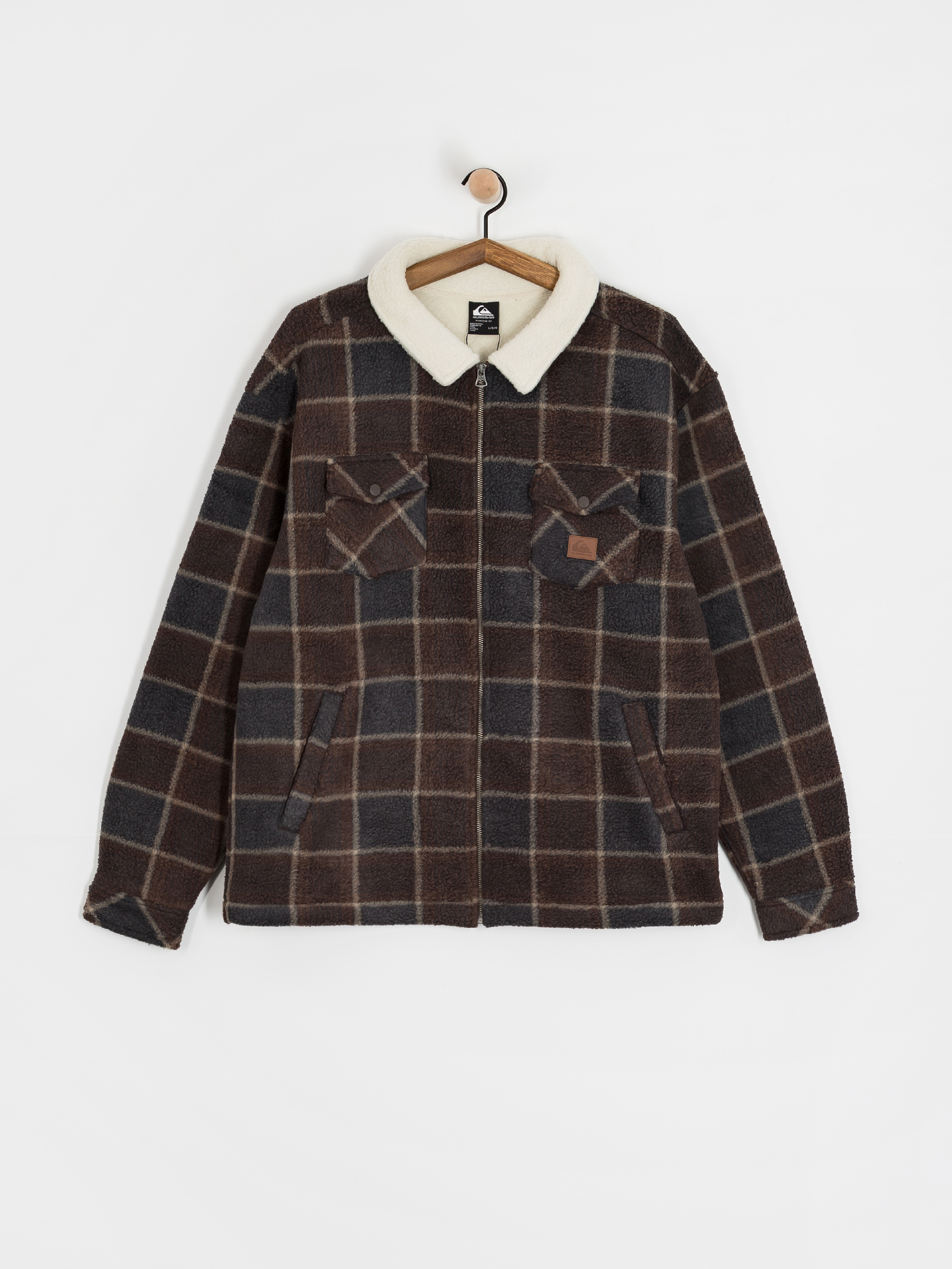 Férfi Quiksilver Sherpa Jacket Polár pulóver (chocolate brown sherpa plaid)