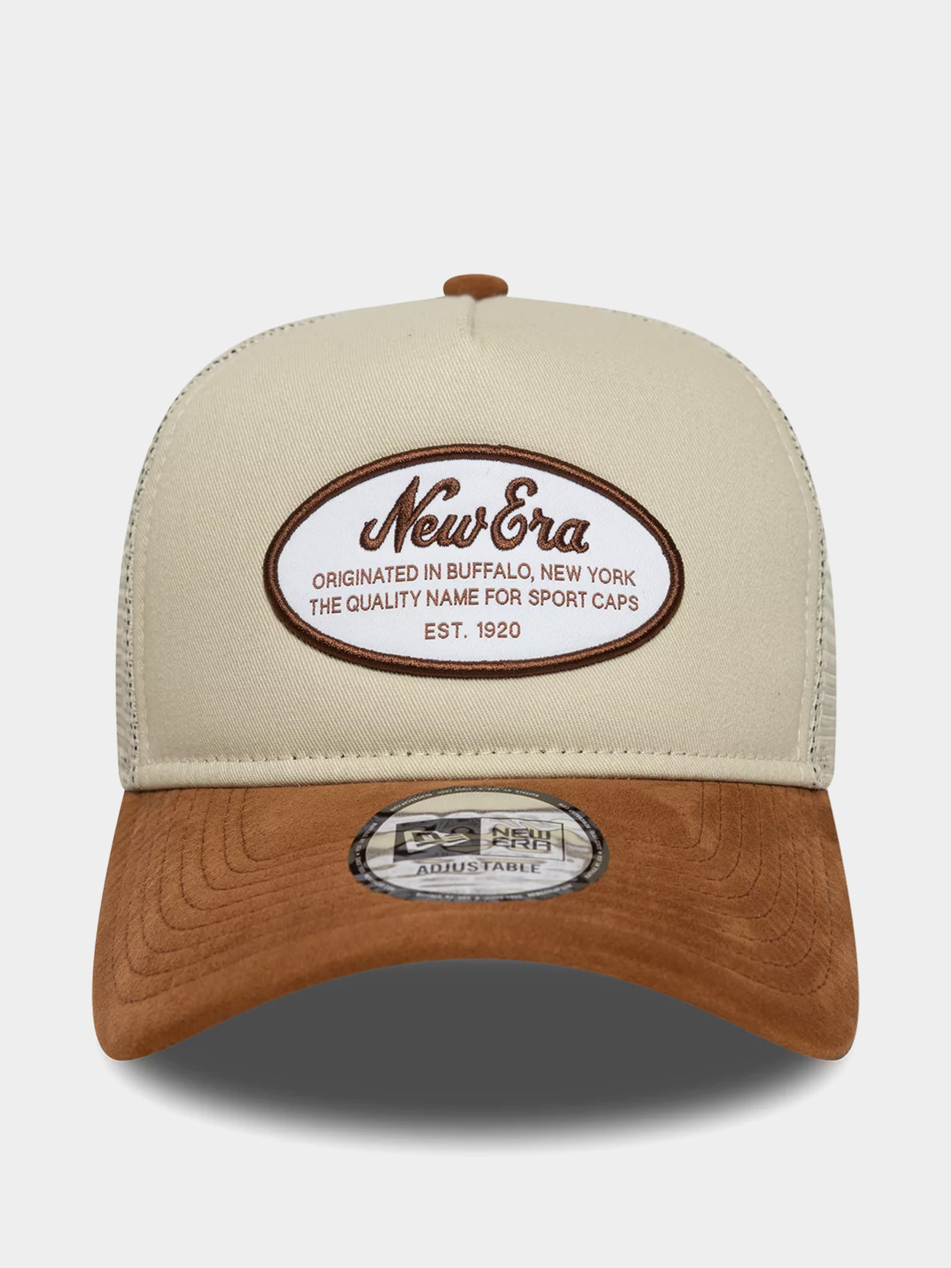 Baseball sapka New Era Oval Patch Suede Trucker (stone/brown)