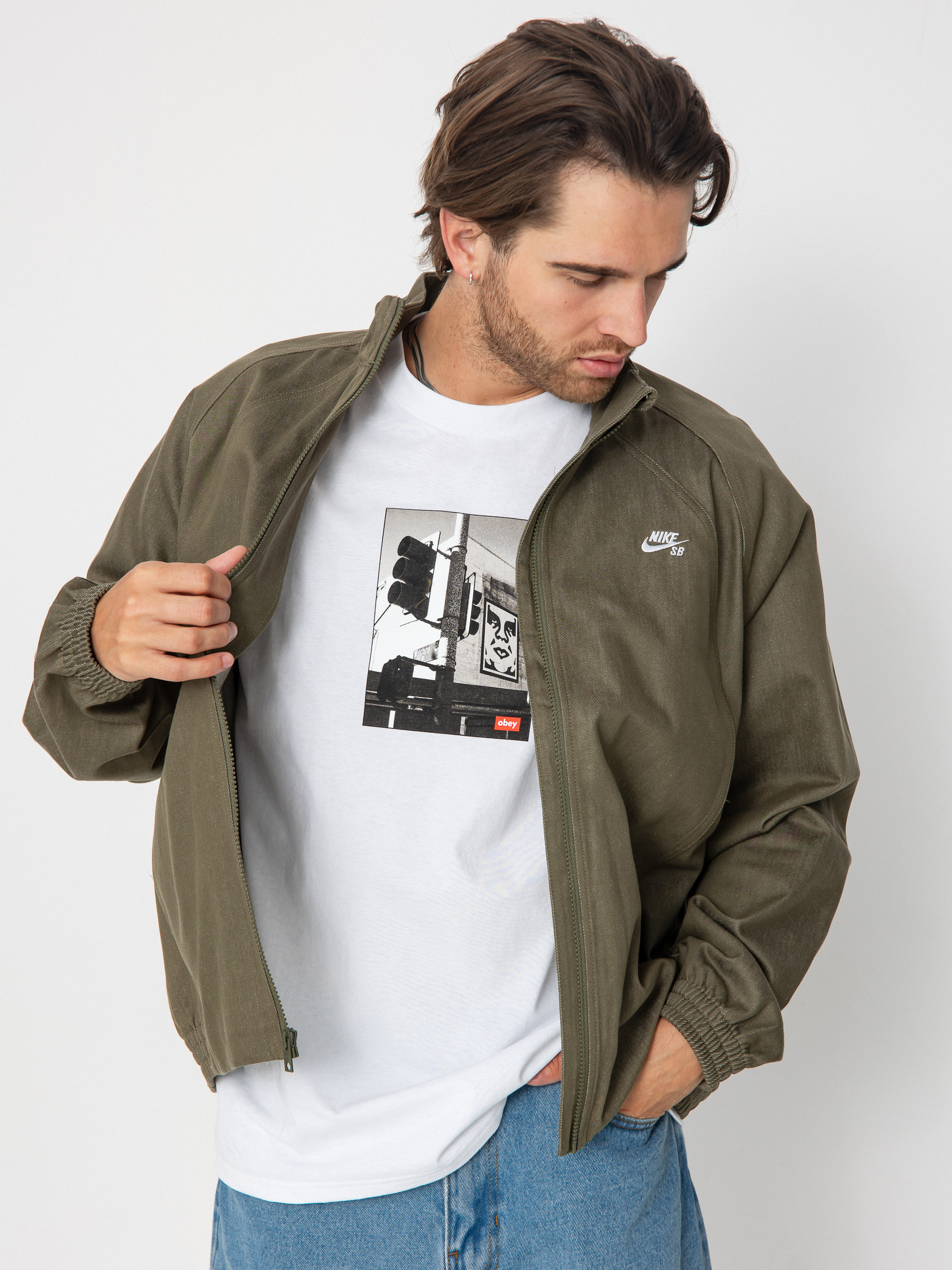 Nike SB Denim FZ Trak Dzseki (medium olive/white)