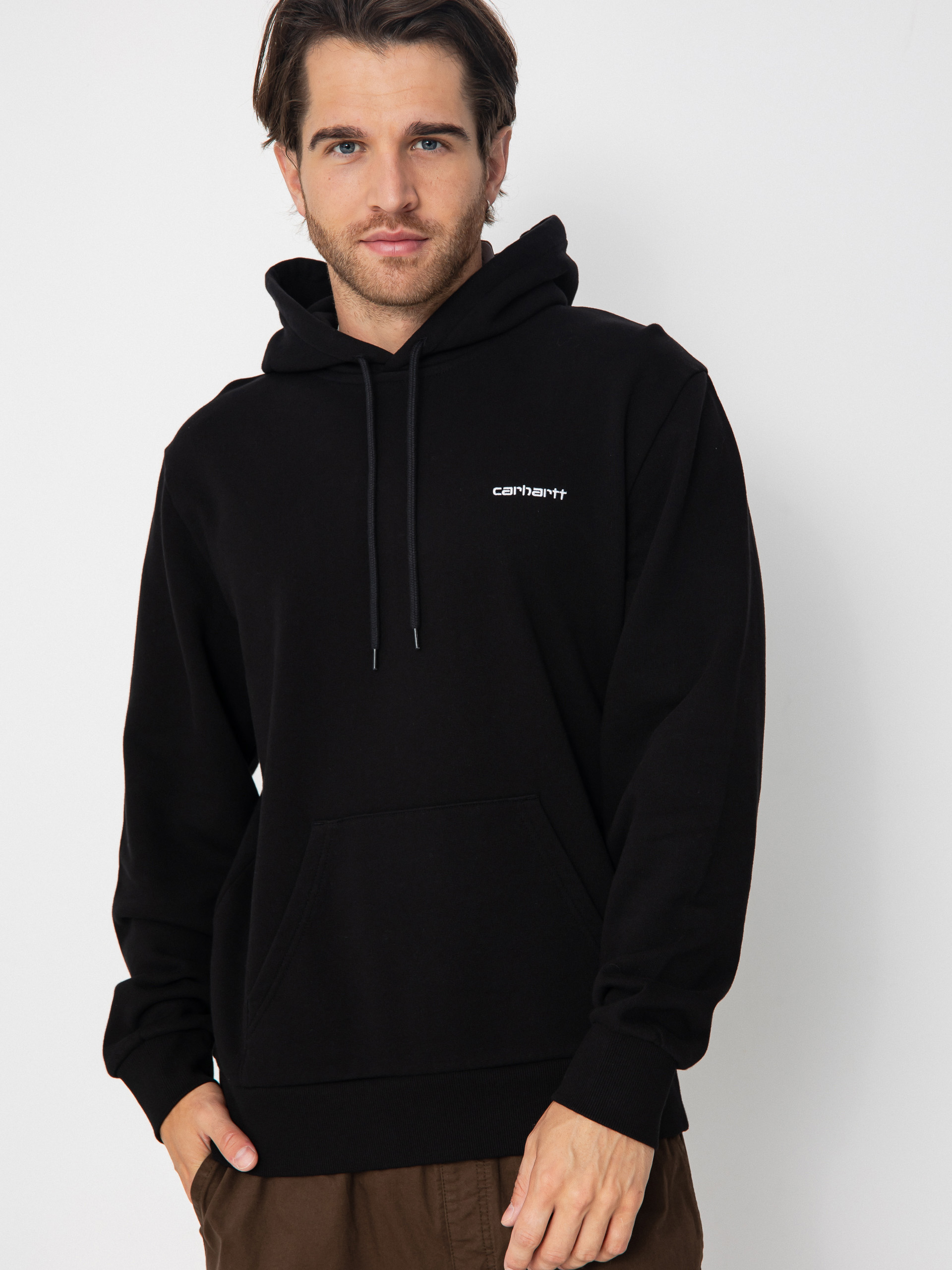 Carhartt WIP Script Embroidery HD Kapucnis pulóver (black/white)