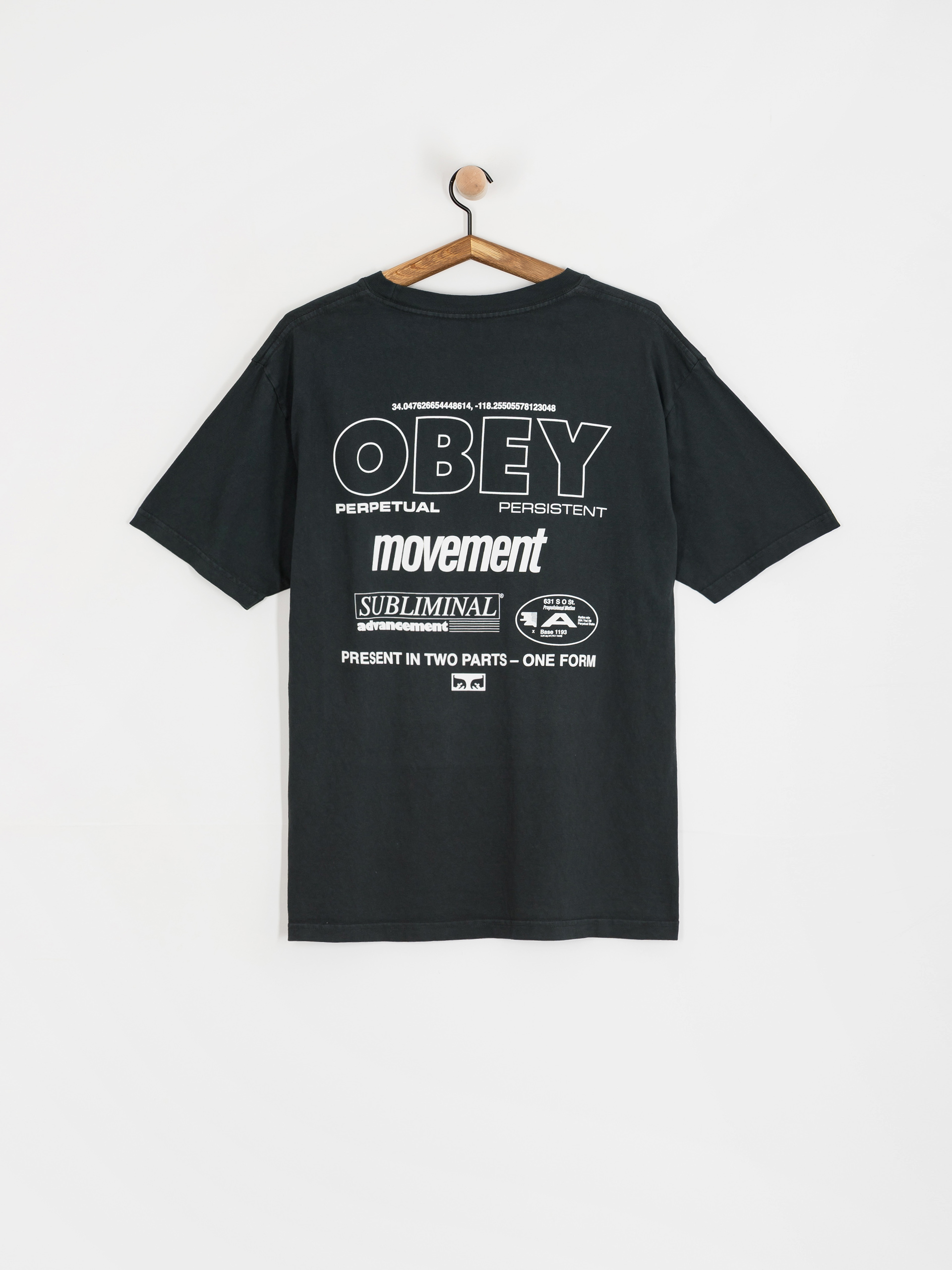 Póló OBEY Obey Persistent Movement (pigment true vintage black)