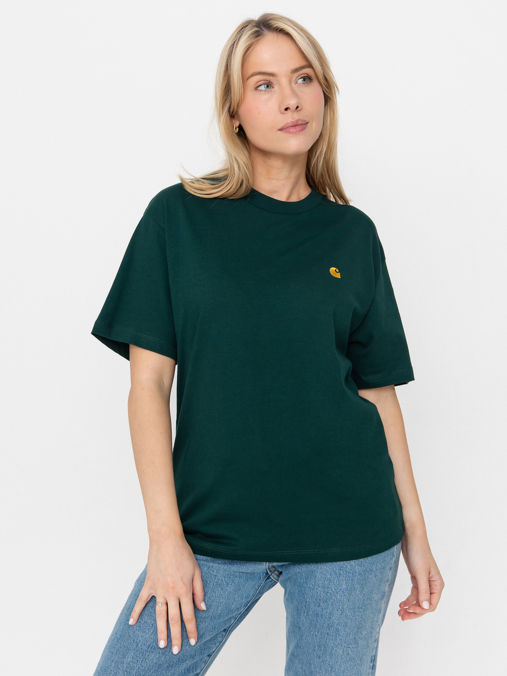 Carhartt WIP Chase Wmn Pu00f3lu00f3 (dark fir/gold)