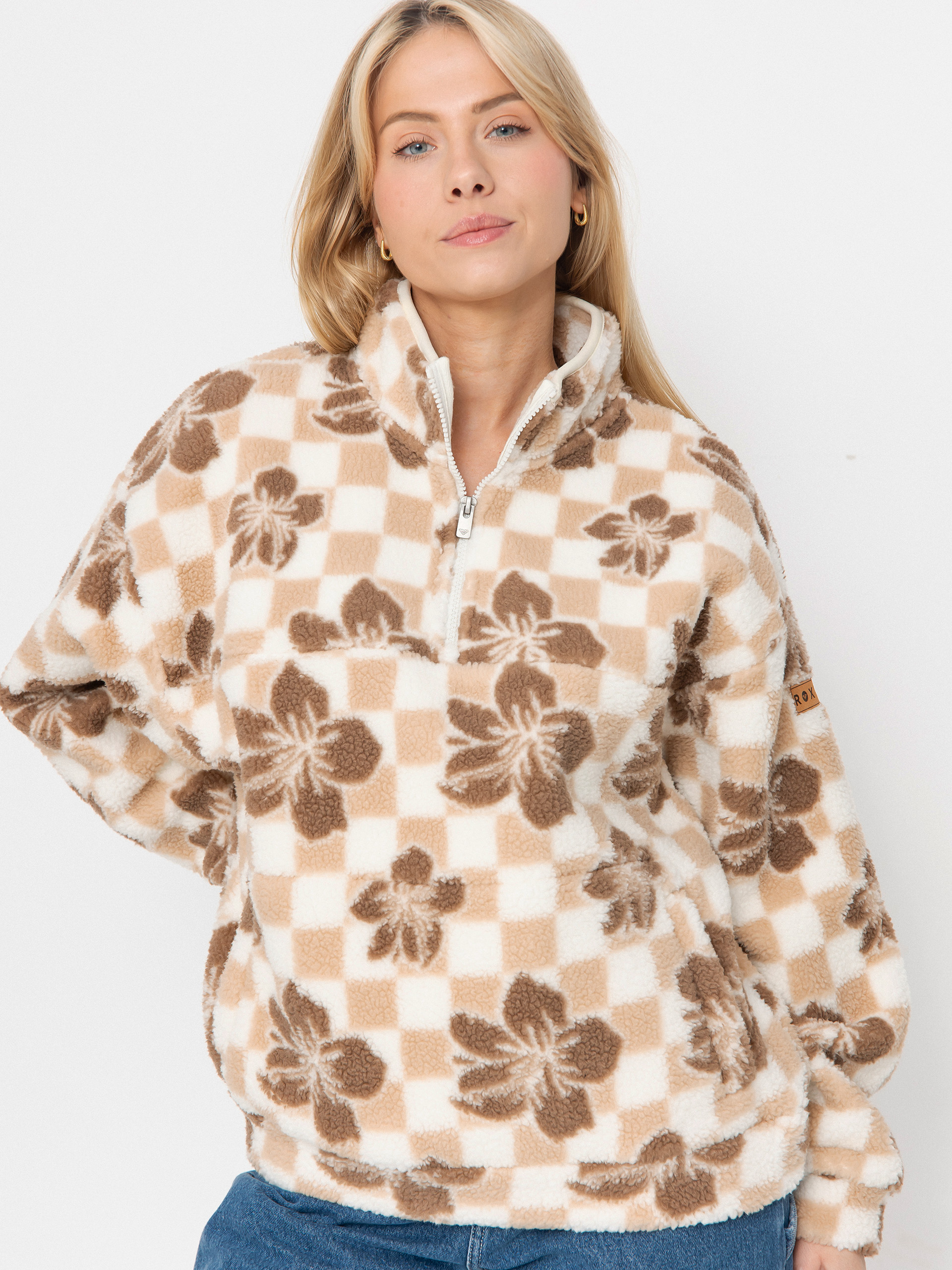 Női Polár pulóver Roxy Jive Talking Bonded (egret hibi square)