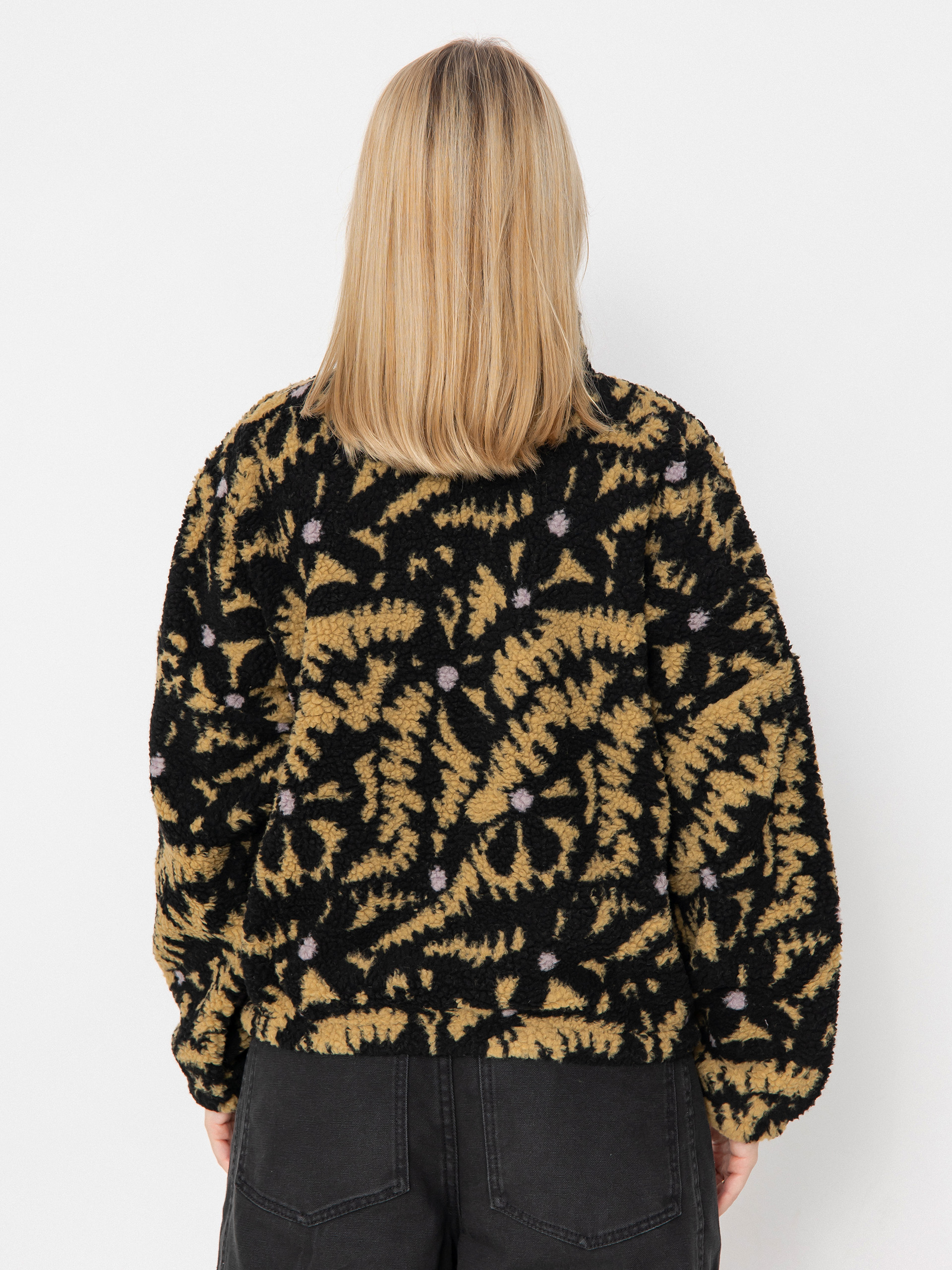 Női Polár pulóver Roxy Boundless Spirit Zippered (anthracite big flowers)