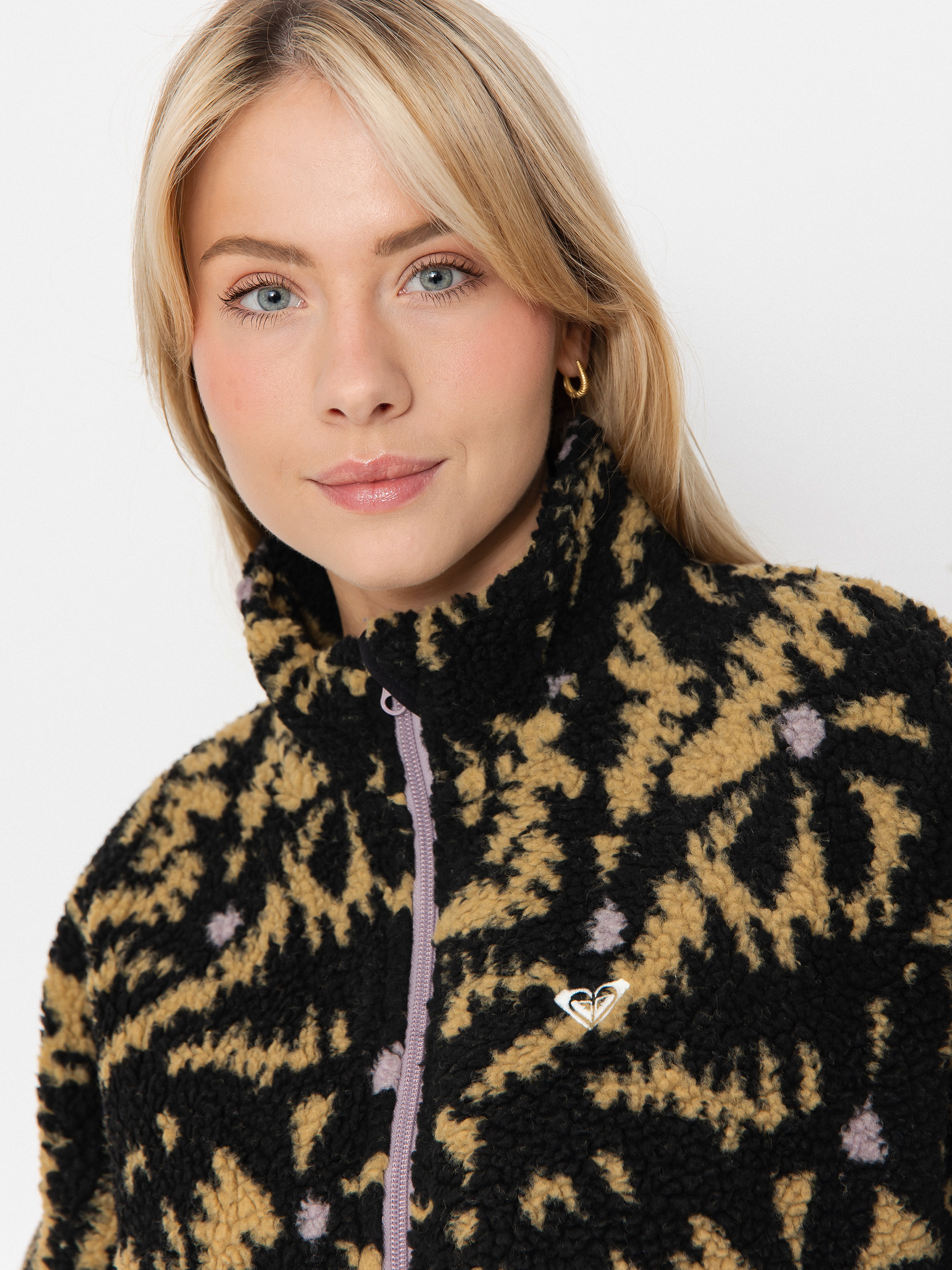 Női Polár pulóver Roxy Boundless Spirit Zippered (anthracite big flowers)