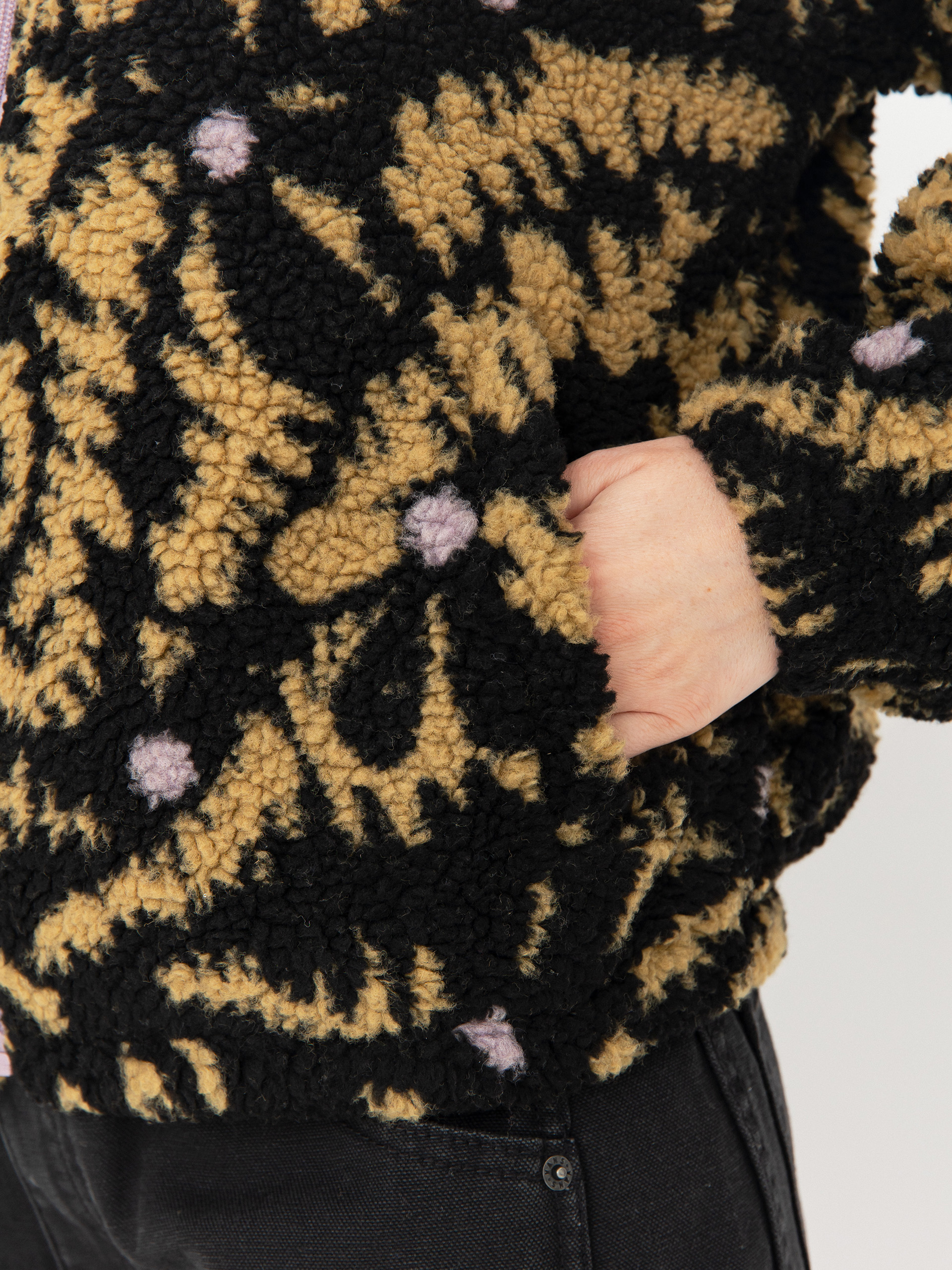 Női Polár pulóver Roxy Boundless Spirit Zippered (anthracite big flowers)